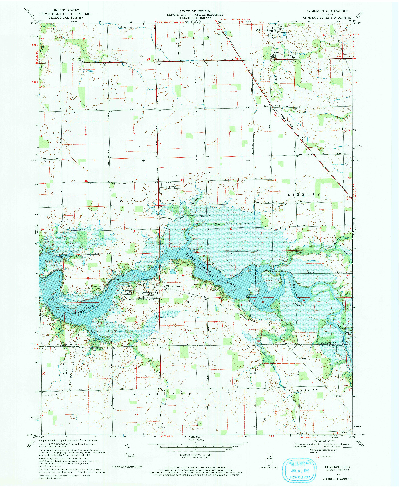 USGS 1:24000-SCALE QUADRANGLE FOR SOMERSET, IN 1969