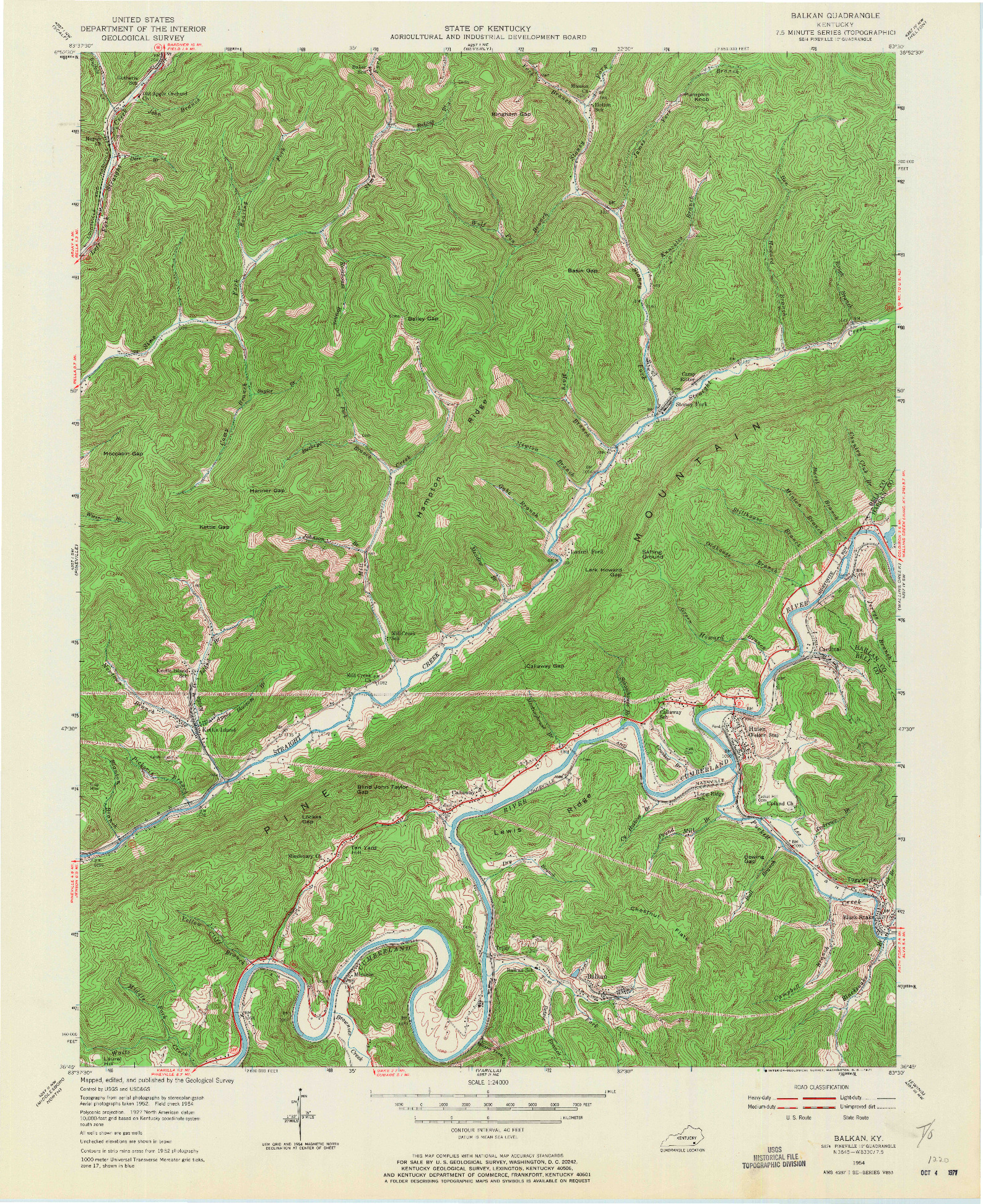 USGS 1:24000-SCALE QUADRANGLE FOR BALKAN, KY 1954