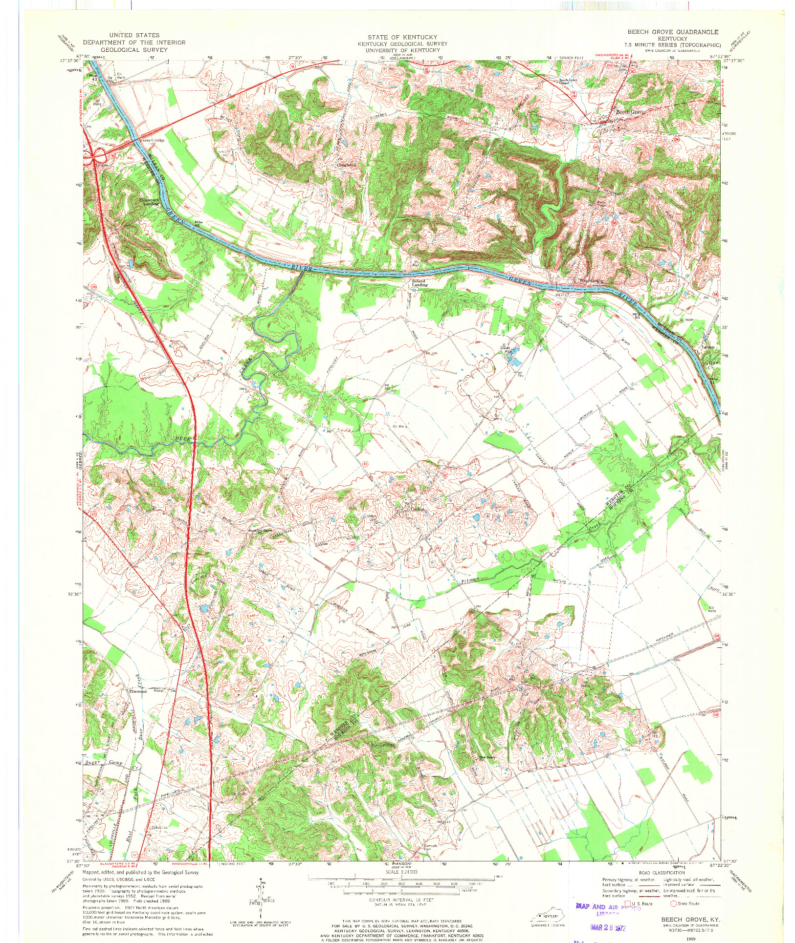 USGS 1:24000-SCALE QUADRANGLE FOR BEECH GROVE, KY 1969