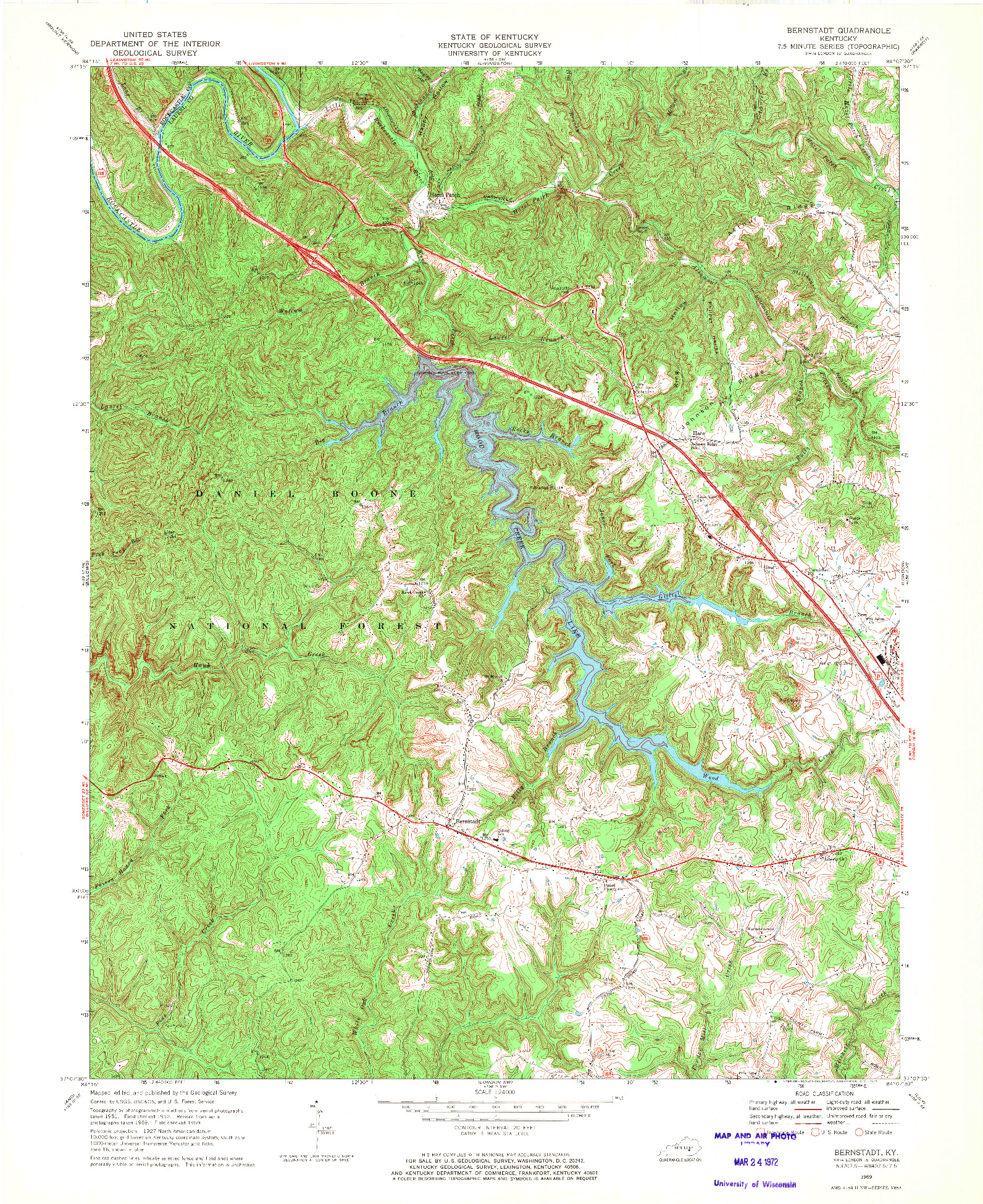 USGS 1:24000-SCALE QUADRANGLE FOR BERNSTADT, KY 1969