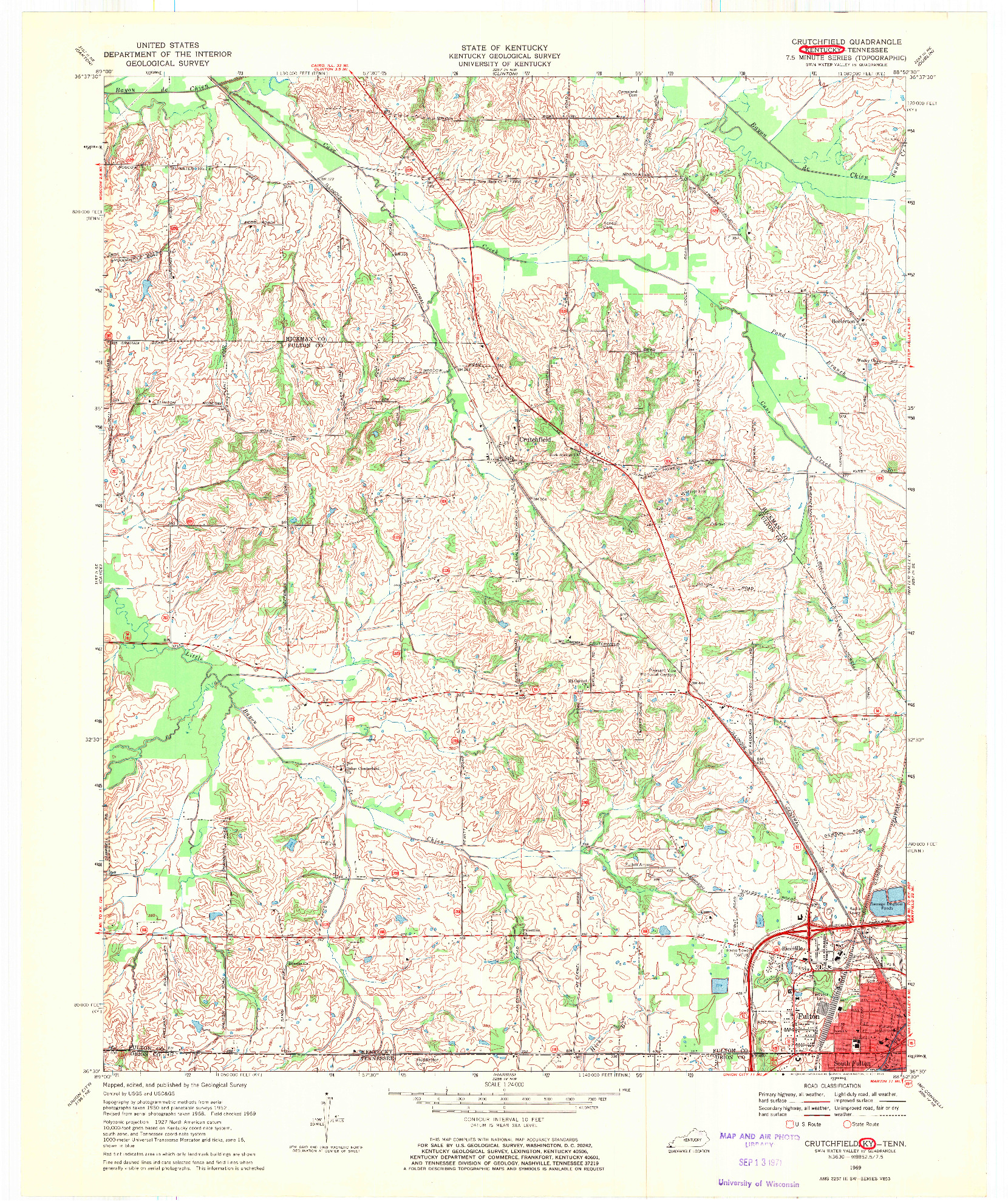 USGS 1:24000-SCALE QUADRANGLE FOR CRUTCHFIELD, KY 1969