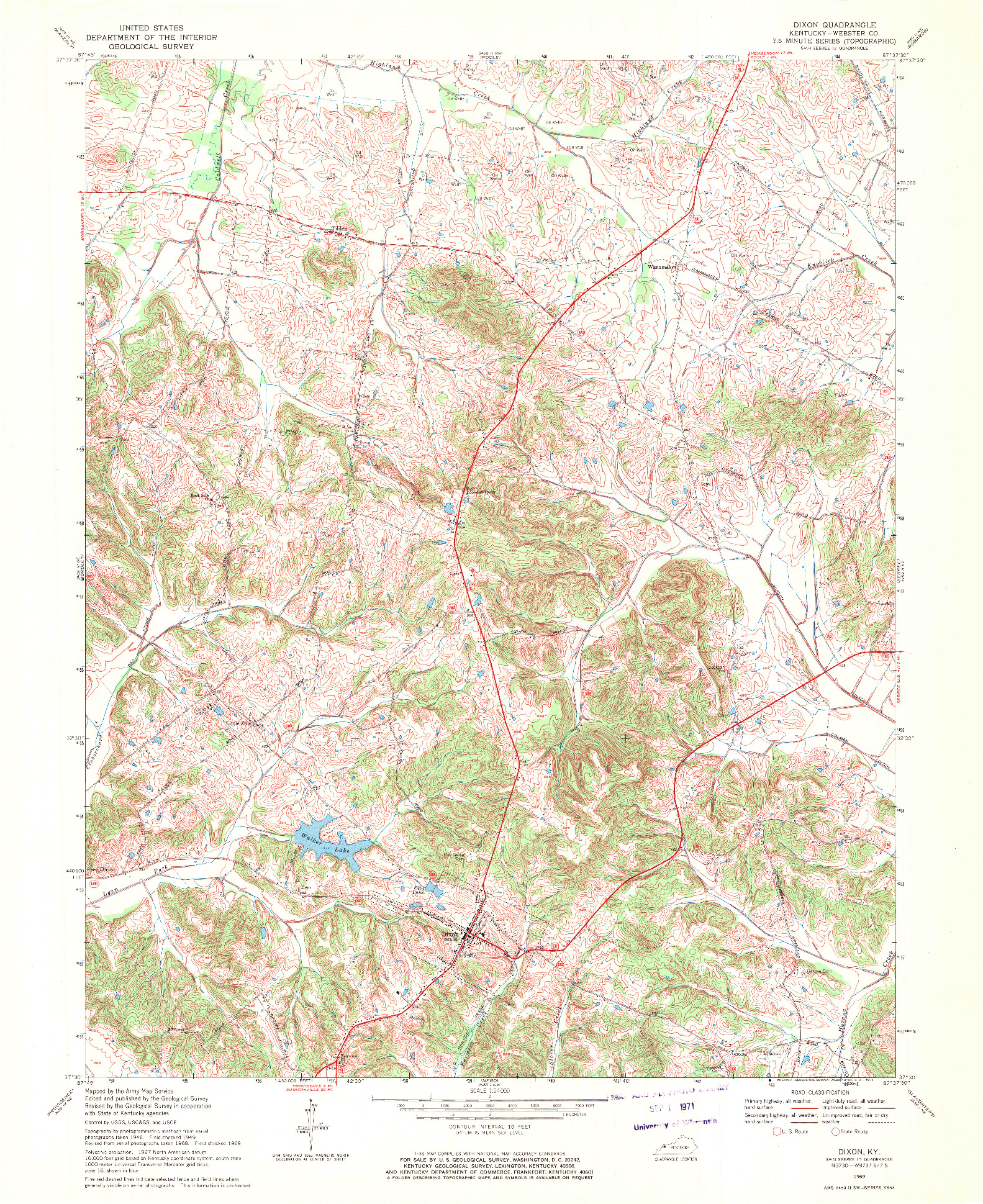 USGS 1:24000-SCALE QUADRANGLE FOR DIXON, KY 1969