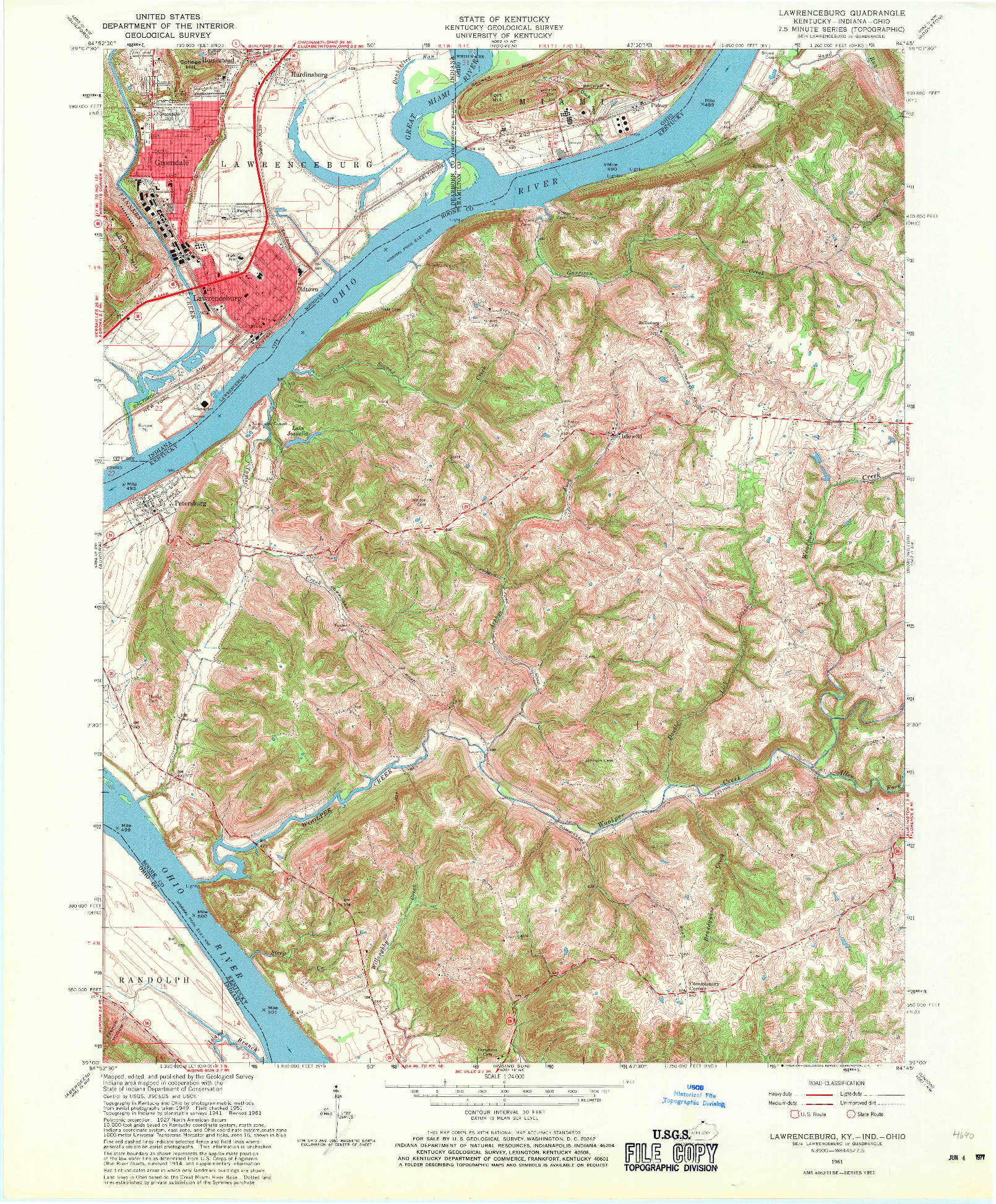 USGS 1:24000-SCALE QUADRANGLE FOR LAWRENCEBURG, KY 1961