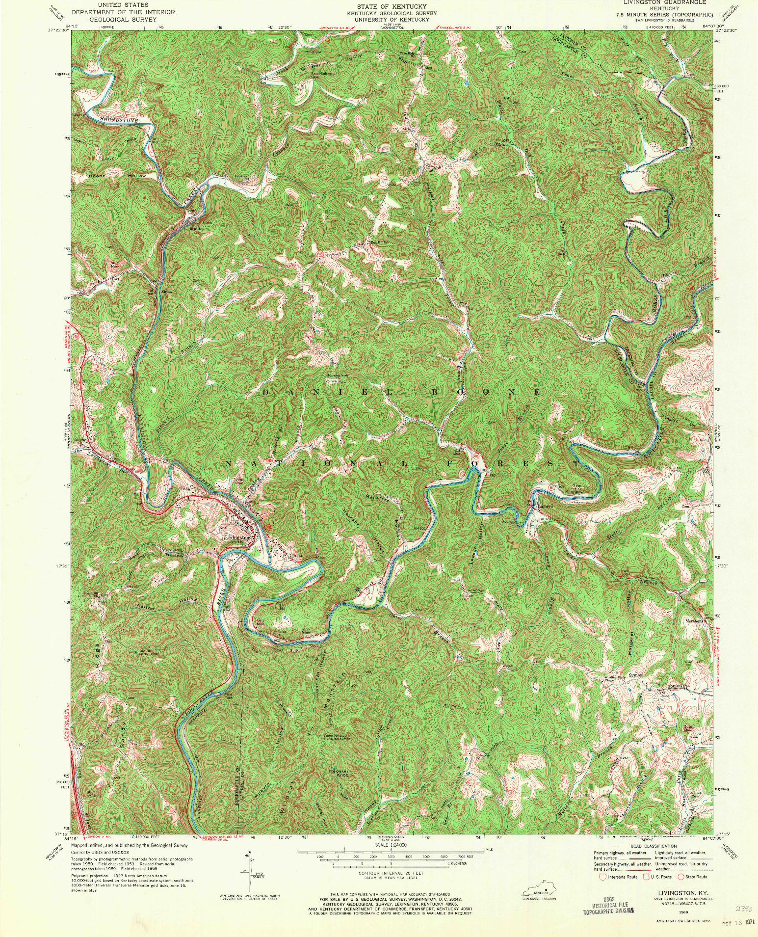 USGS 1:24000-SCALE QUADRANGLE FOR LIVINGSTON, KY 1969