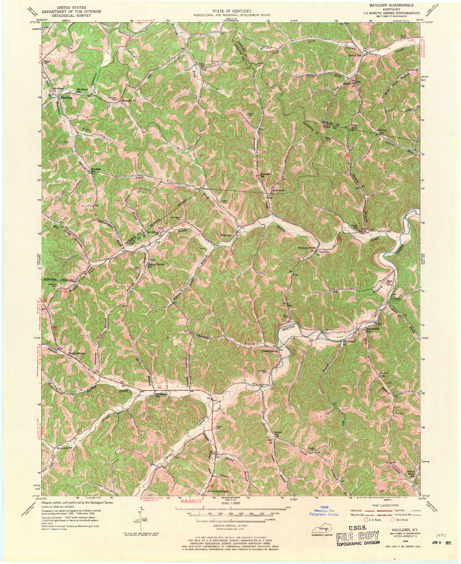 USGS 1:24000-SCALE QUADRANGLE FOR MAULDEN, KY 1954