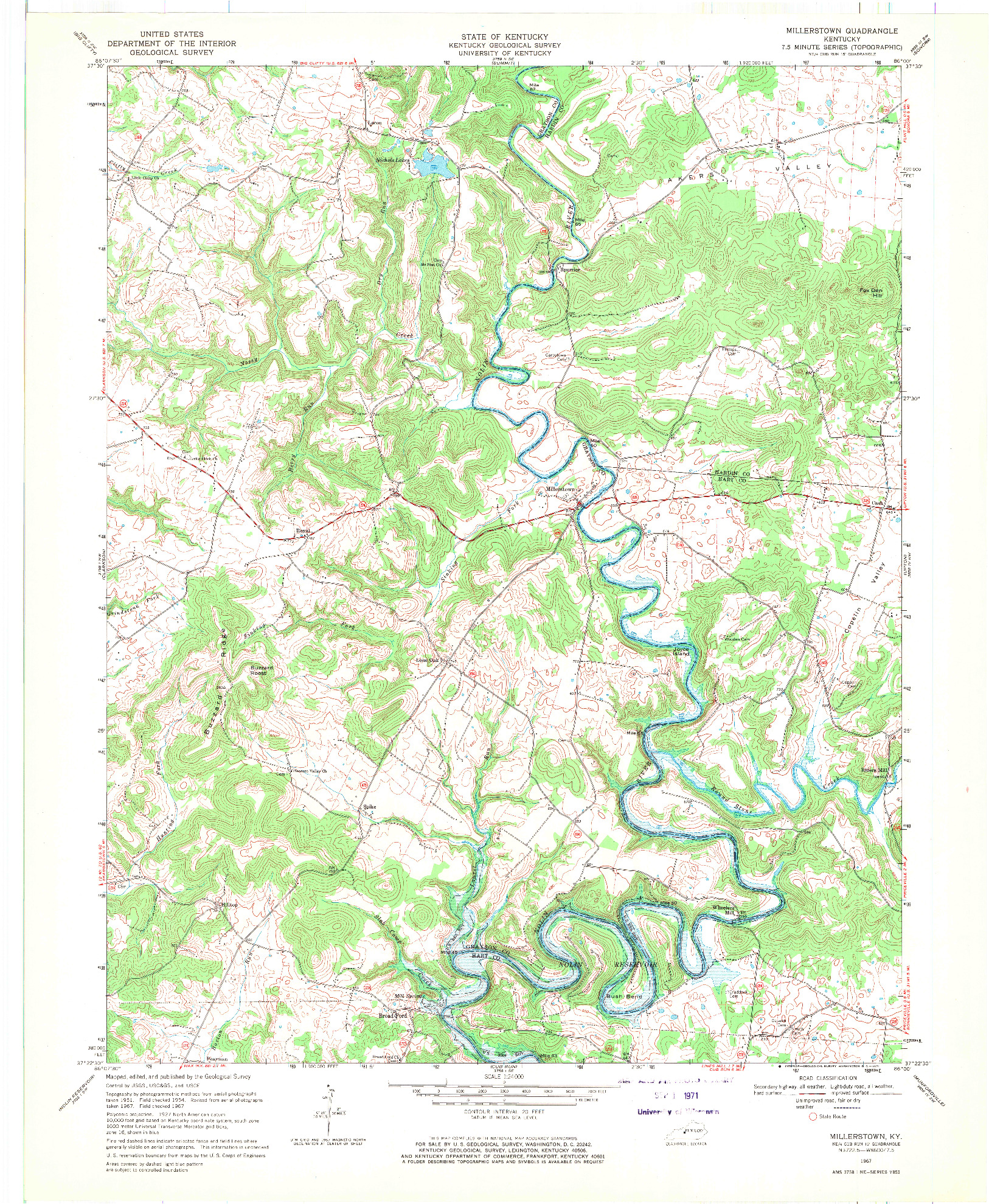 USGS 1:24000-SCALE QUADRANGLE FOR MILLERSTOWN, KY 1967