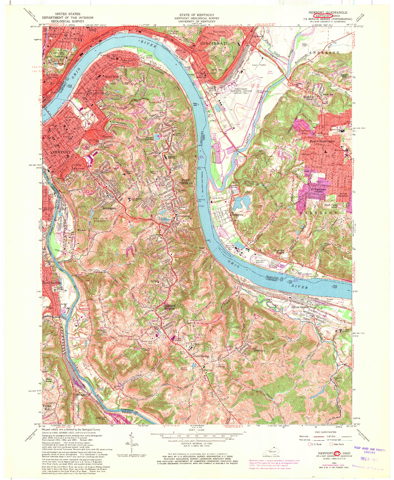 USGS 1:24000-SCALE QUADRANGLE FOR NEWPORT, KY 1961