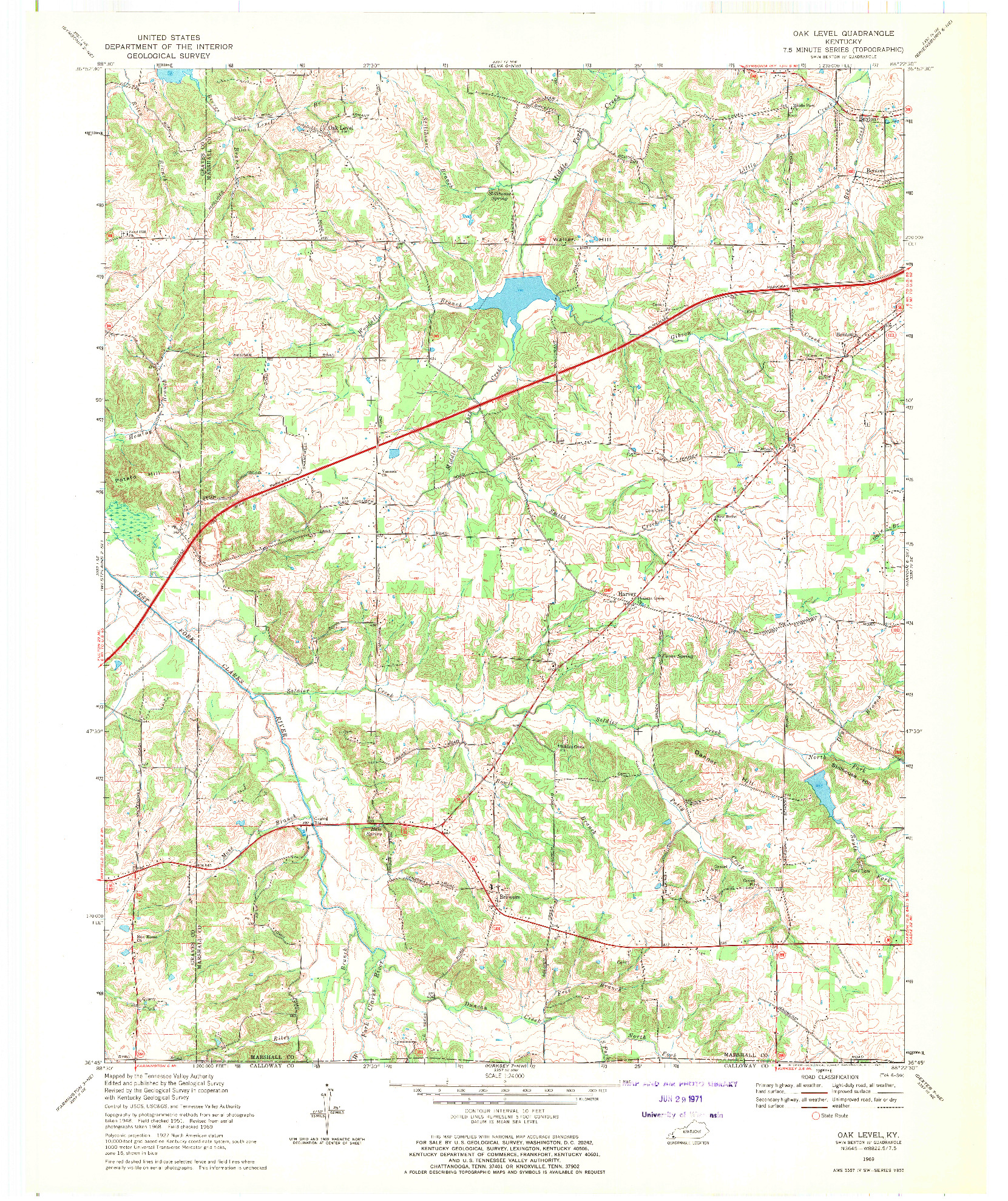 USGS 1:24000-SCALE QUADRANGLE FOR OAK LEVEL, KY 1969