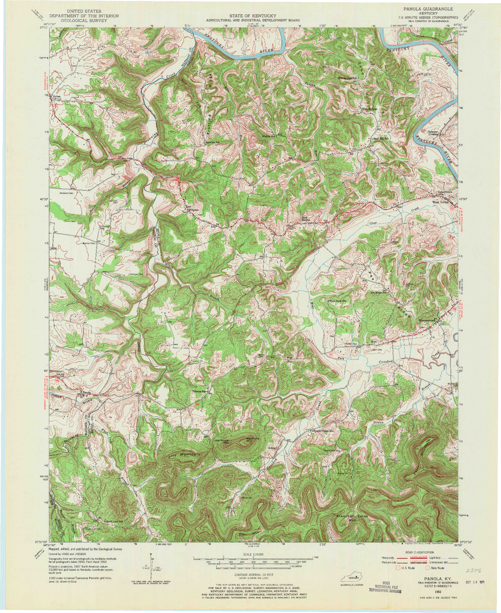 USGS 1:24000-SCALE QUADRANGLE FOR PANOLA, KY 1952