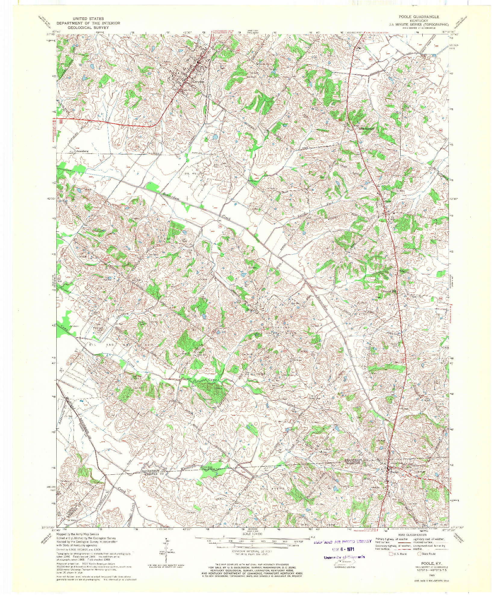 USGS 1:24000-SCALE QUADRANGLE FOR POOLE, KY 1969