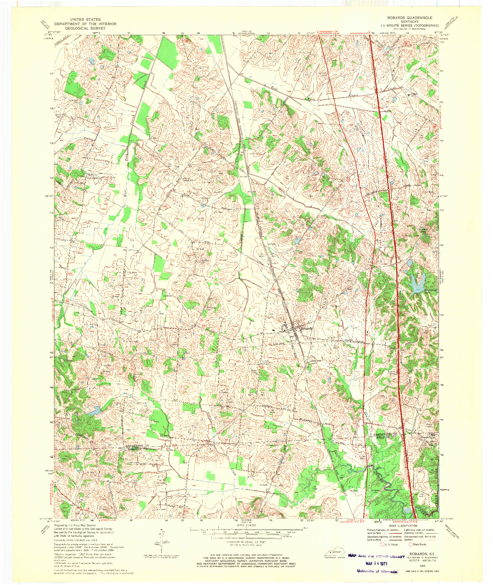 USGS 1:24000-SCALE QUADRANGLE FOR ROBARDS, KY 1969