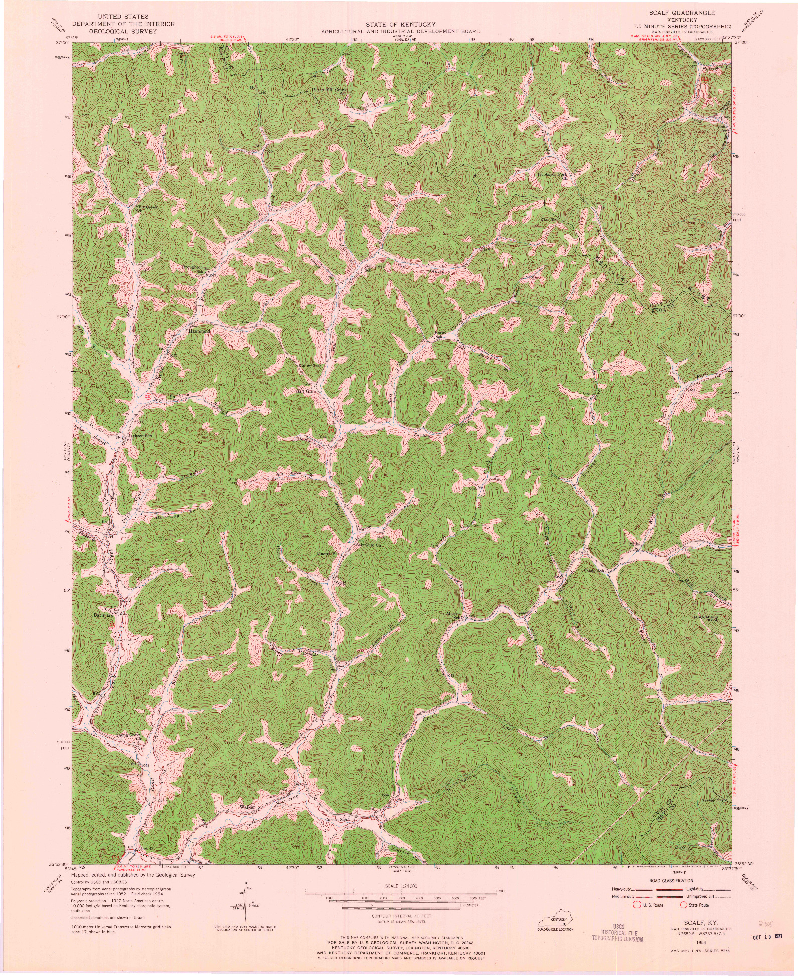 USGS 1:24000-SCALE QUADRANGLE FOR SCALF, KY 1954