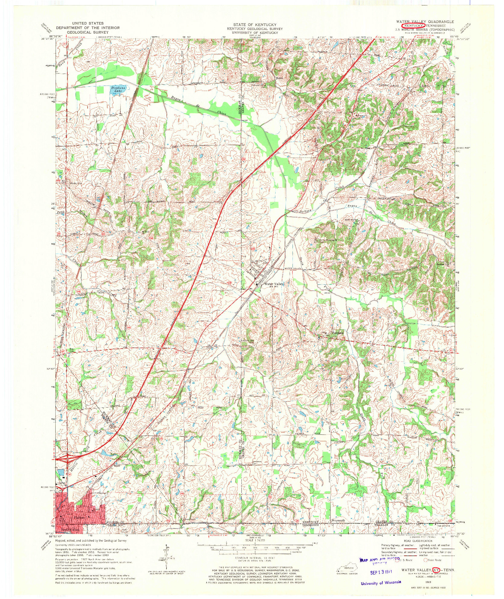 USGS 1:24000-SCALE QUADRANGLE FOR WATER VALLEY, KY 1969