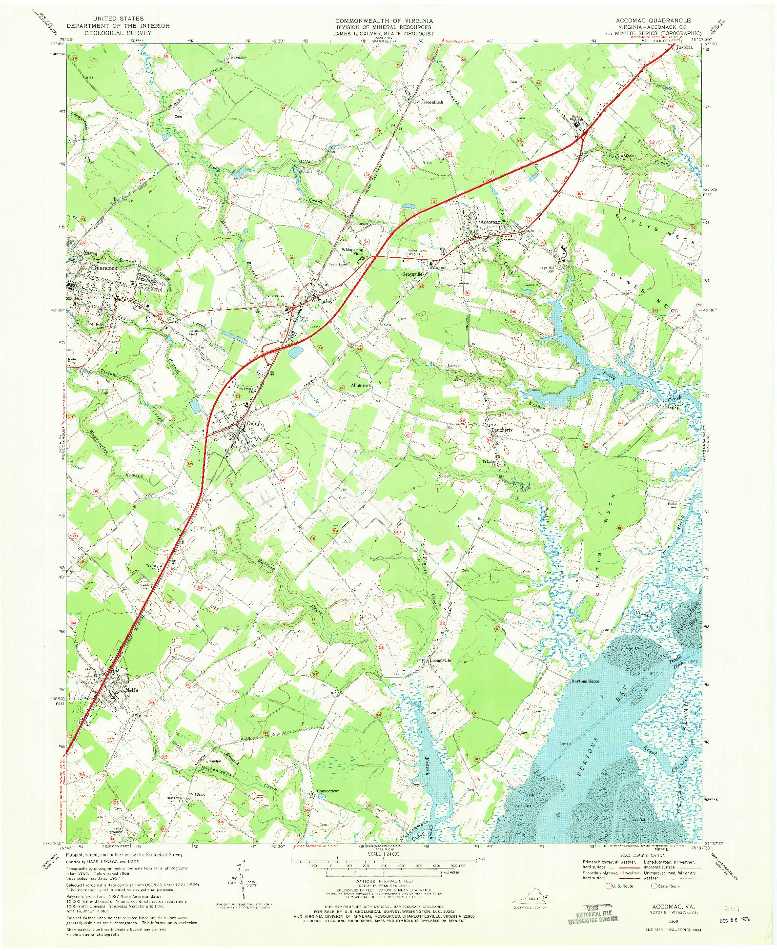 USGS 1:24000-SCALE QUADRANGLE FOR ACCOMAC, VA 1968