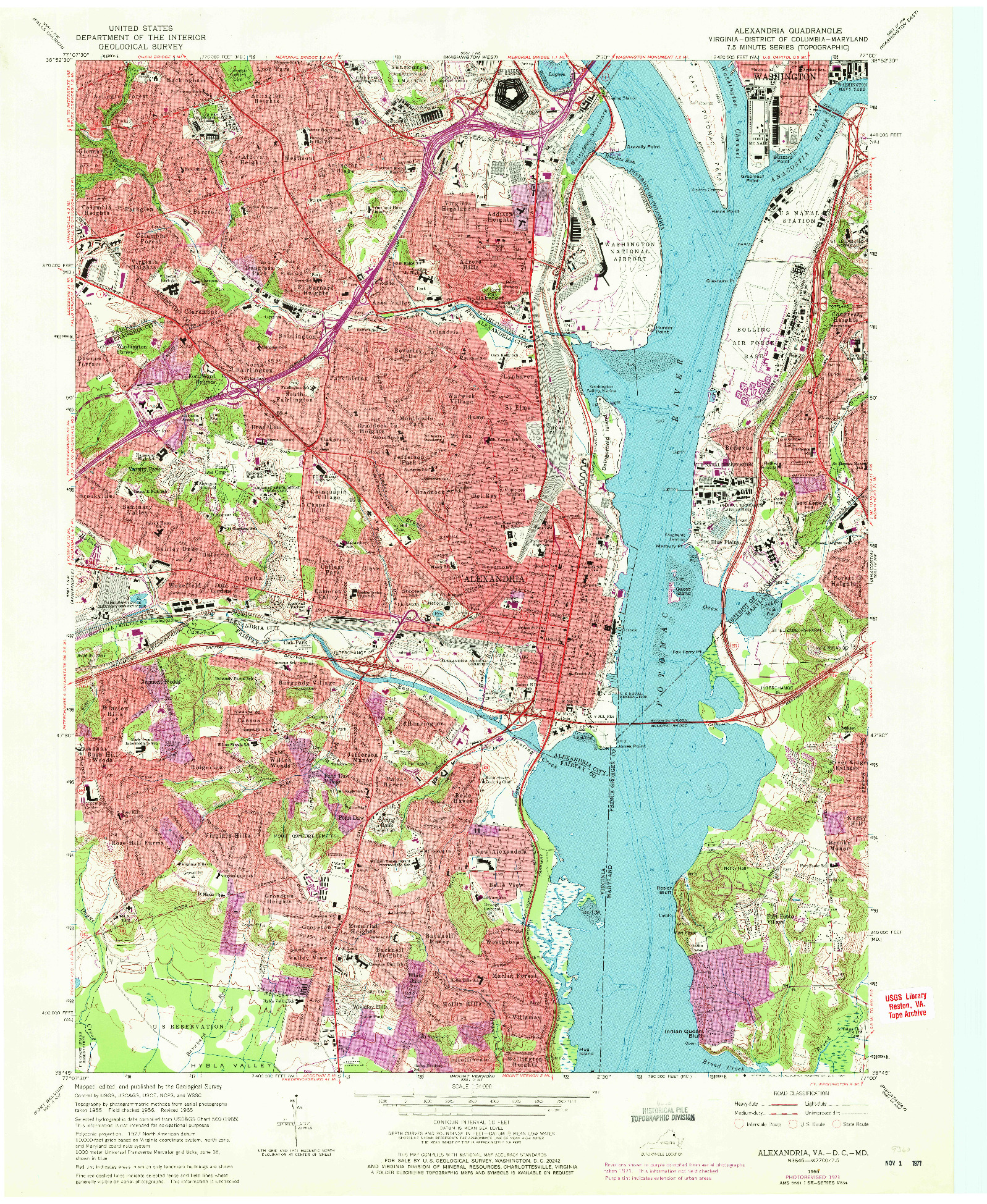 USGS 1:24000-SCALE QUADRANGLE FOR ALEXANDRIA, VA 1965