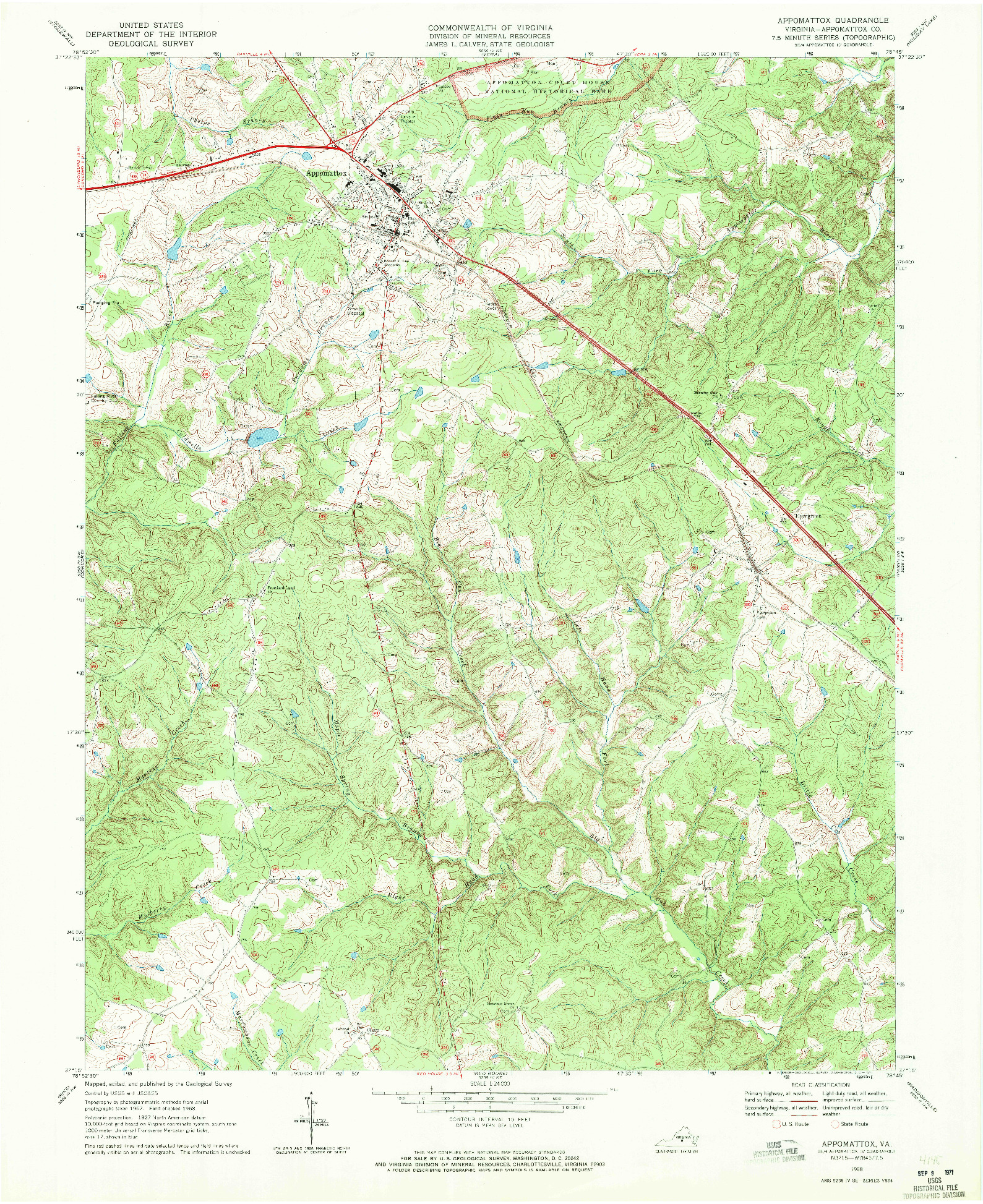 USGS 1:24000-SCALE QUADRANGLE FOR APPOMATTOX, VA 1968