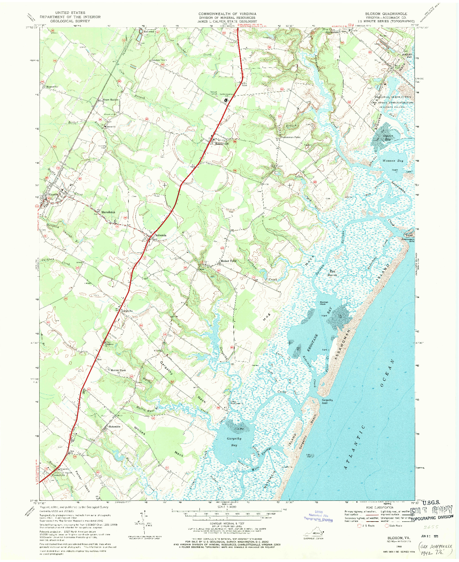 USGS 1:24000-SCALE QUADRANGLE FOR BLOXOM, VA 1968