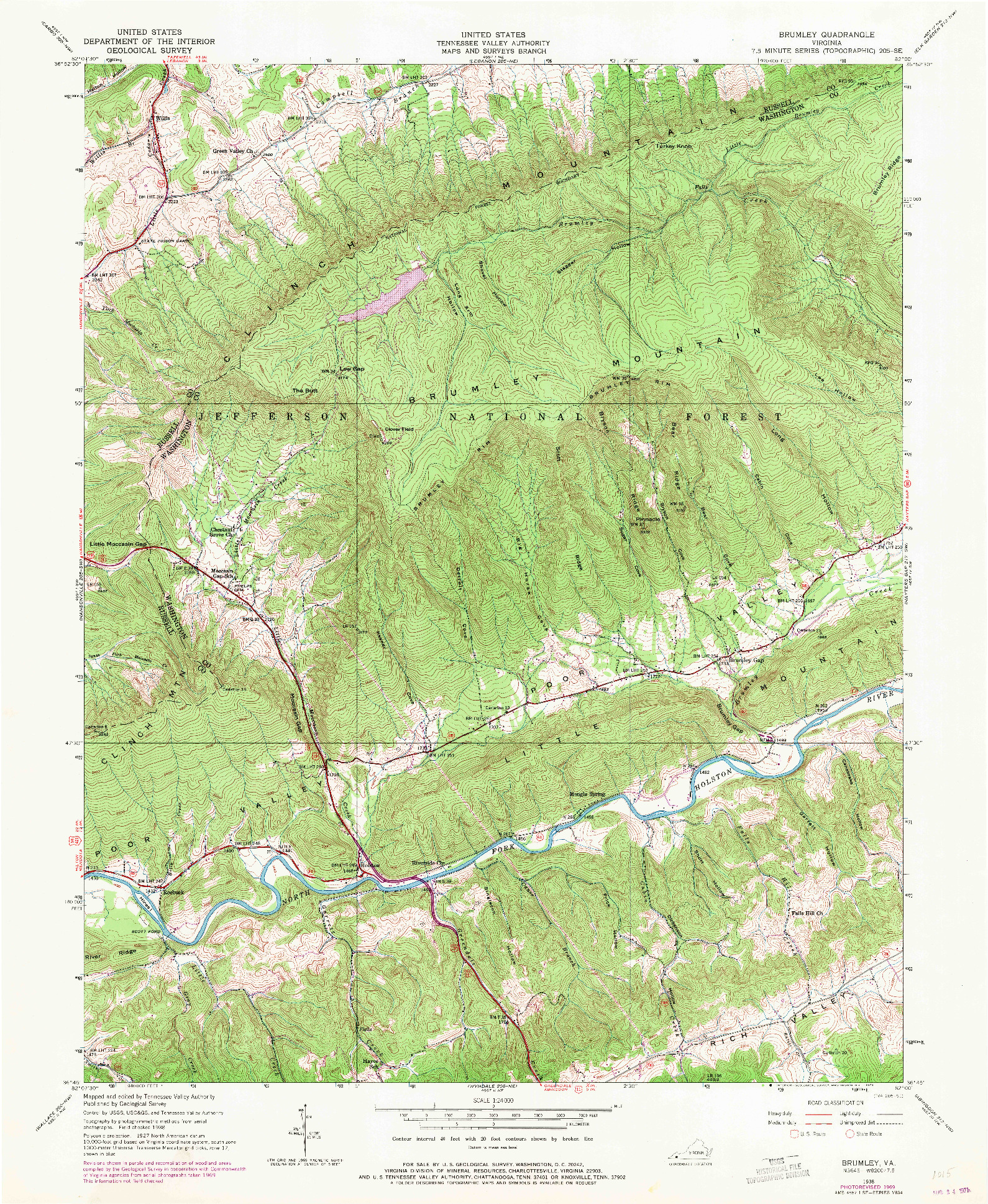 USGS 1:24000-SCALE QUADRANGLE FOR BRUMLEY, VA 1938