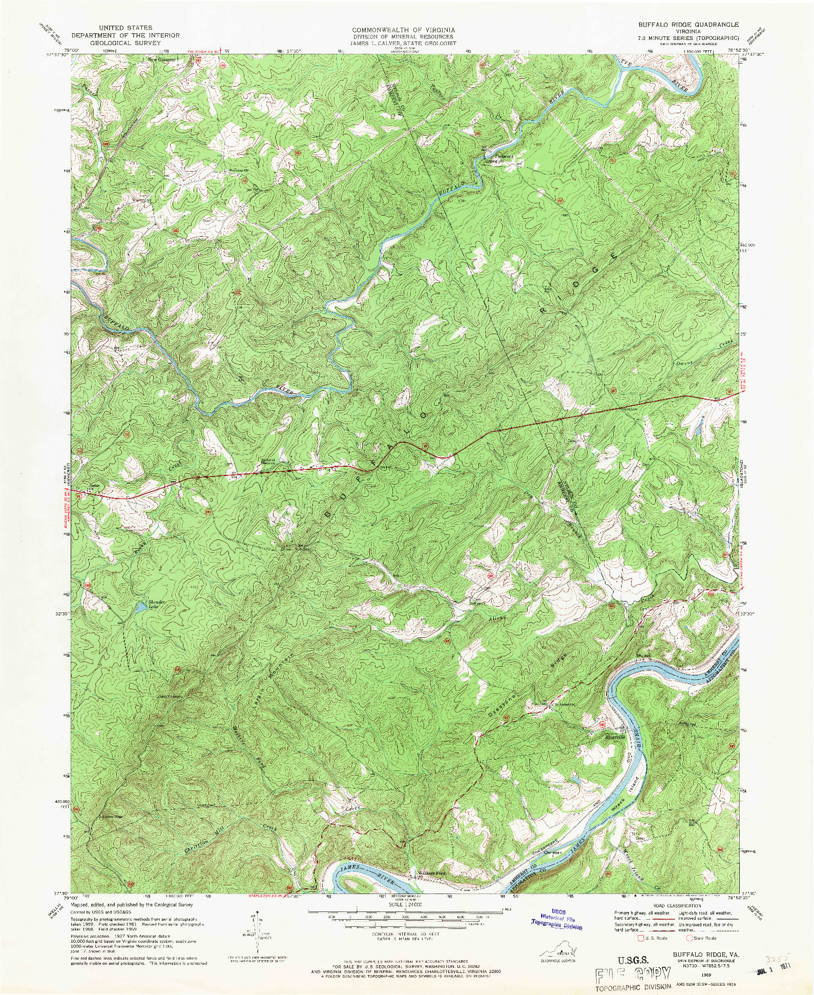 USGS 1:24000-SCALE QUADRANGLE FOR BUFFALO RIDGE, VA 1969