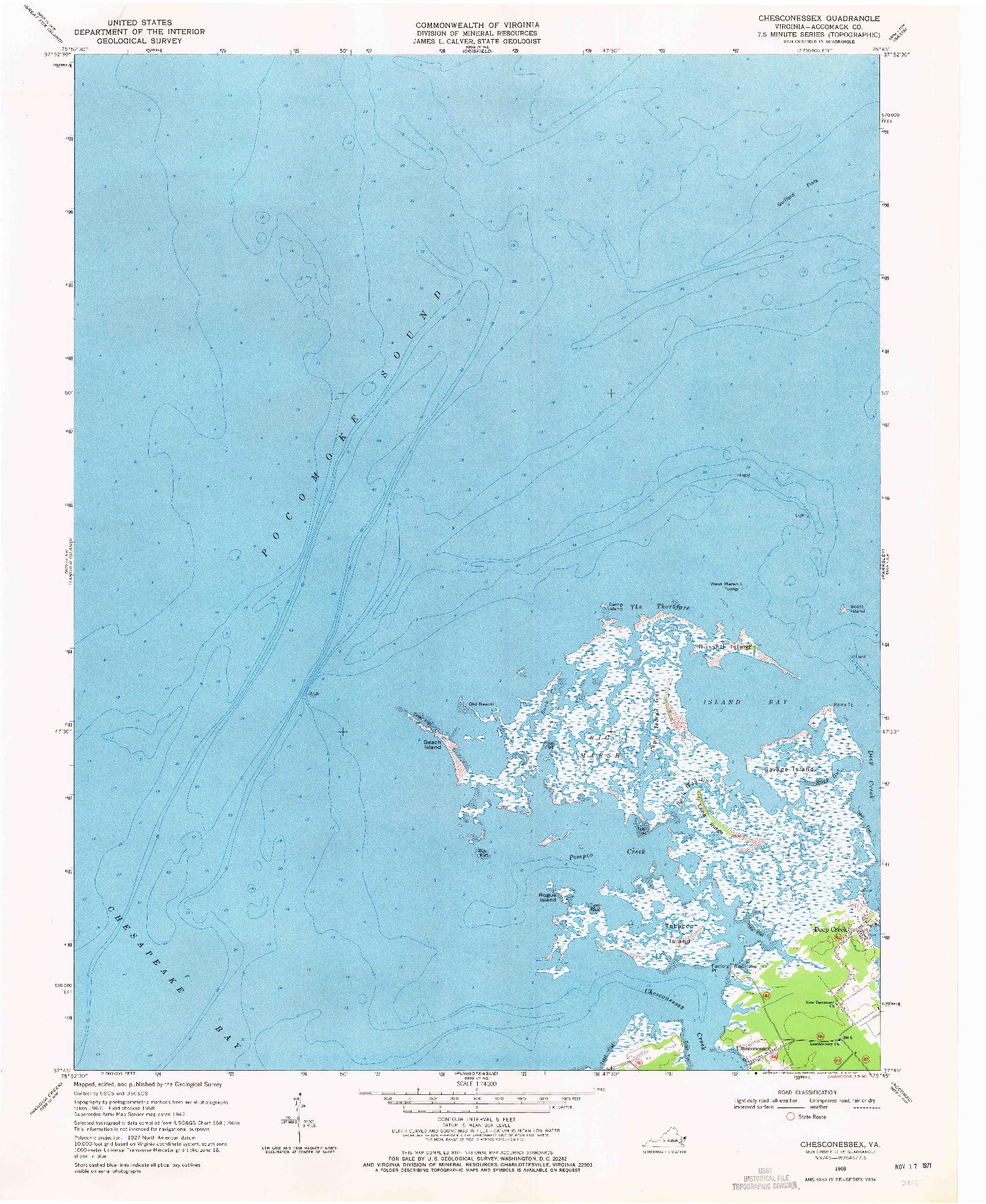 USGS 1:24000-SCALE QUADRANGLE FOR CHESCONESSEX, VA 1968