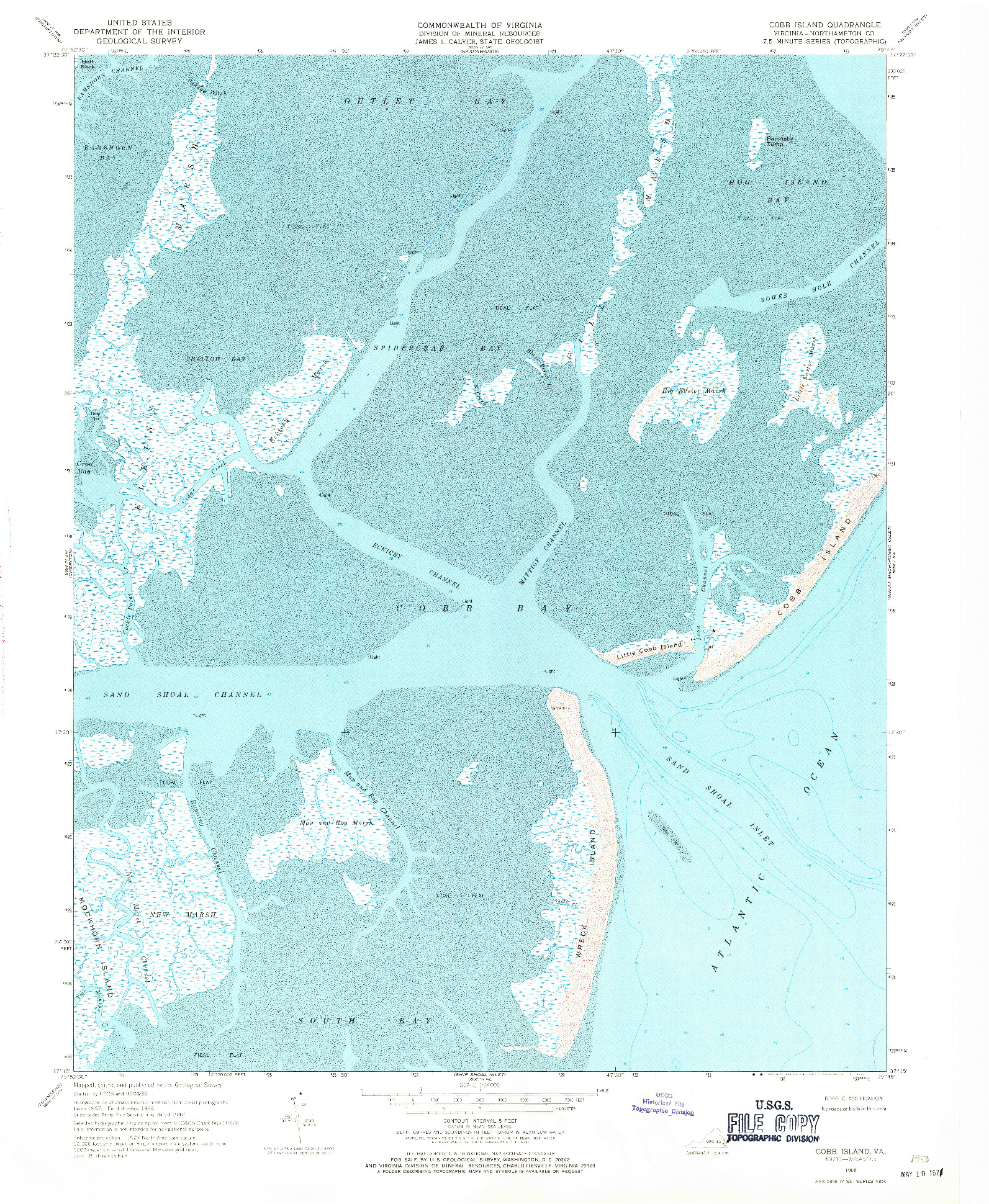 USGS 1:24000-SCALE QUADRANGLE FOR COBB ISLAND, VA 1968