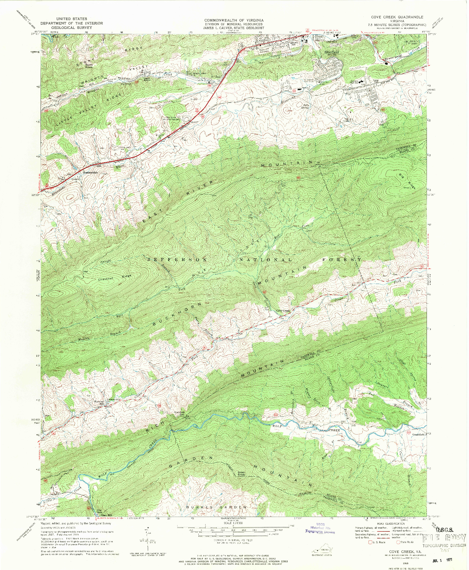USGS 1:24000-SCALE QUADRANGLE FOR COVE CREEK, VA 1968