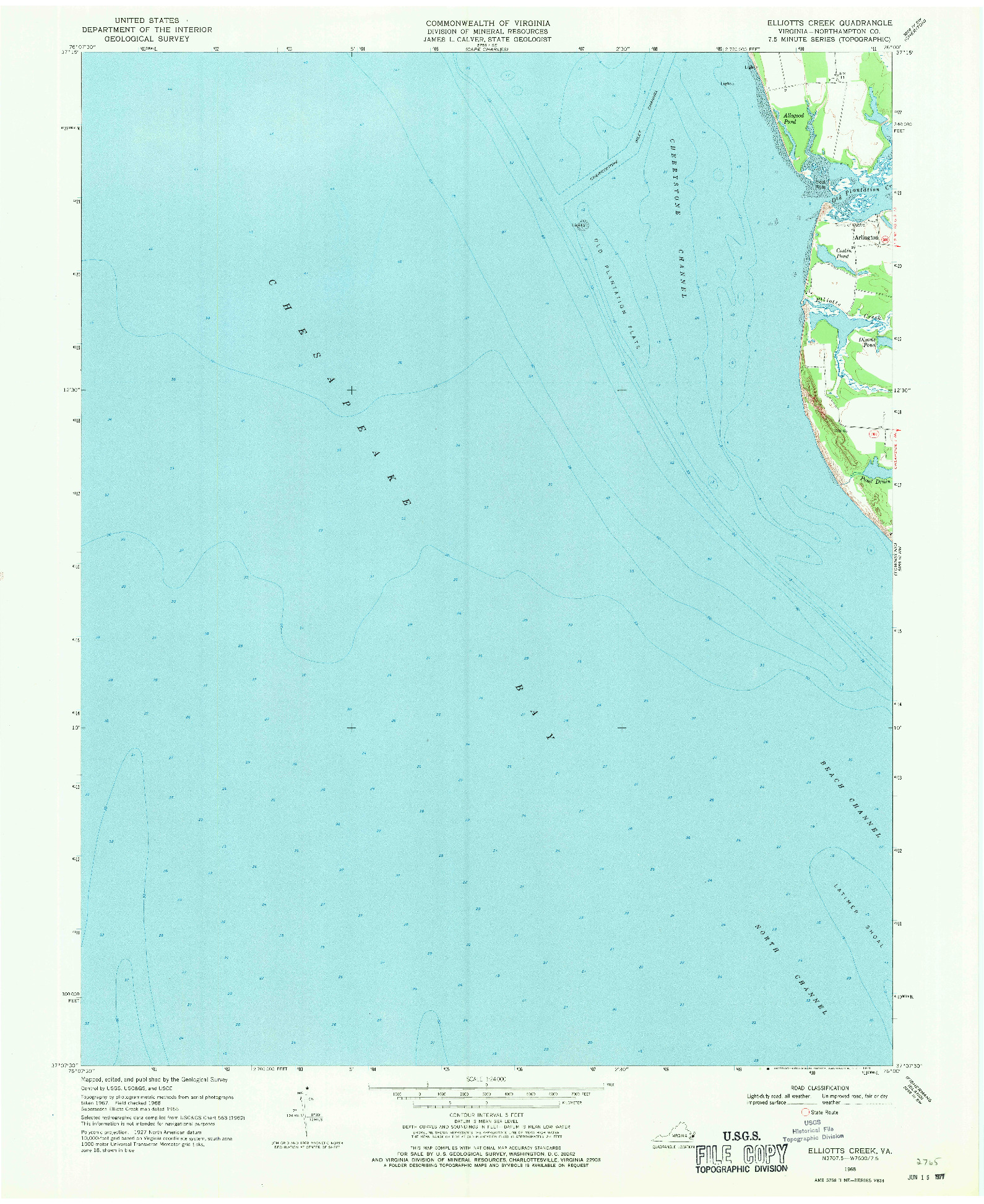 USGS 1:24000-SCALE QUADRANGLE FOR ELLIOTTS CREEK, VA 1968