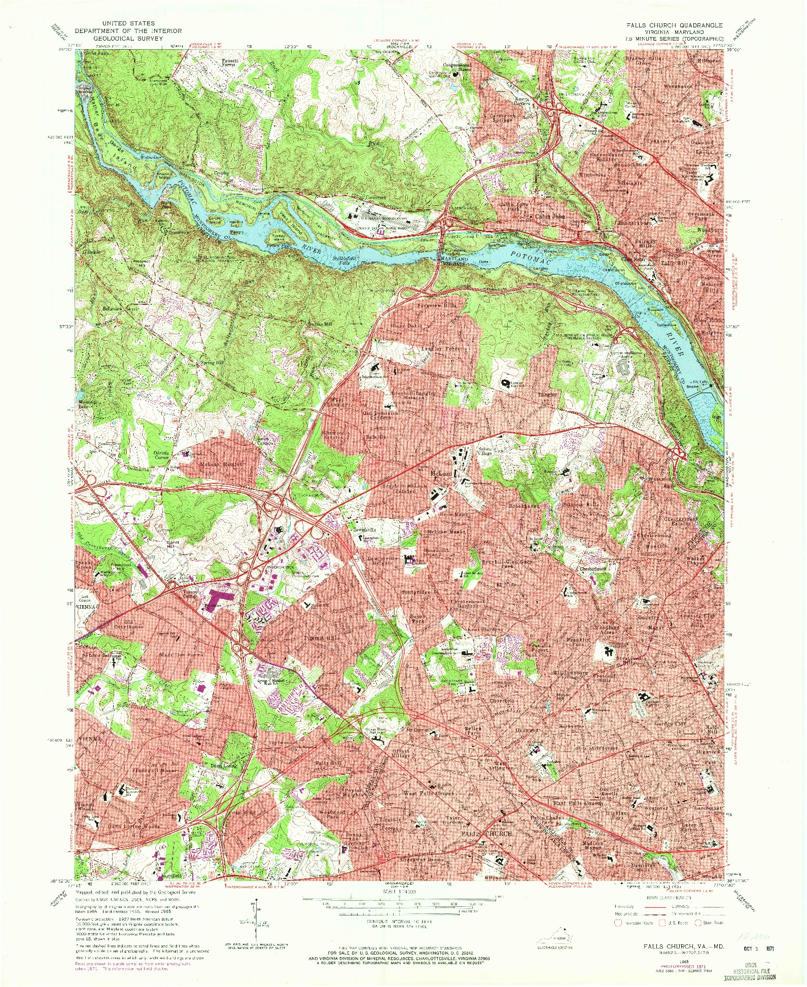 USGS 1:24000-SCALE QUADRANGLE FOR FALLS CHURCH, VA 1965