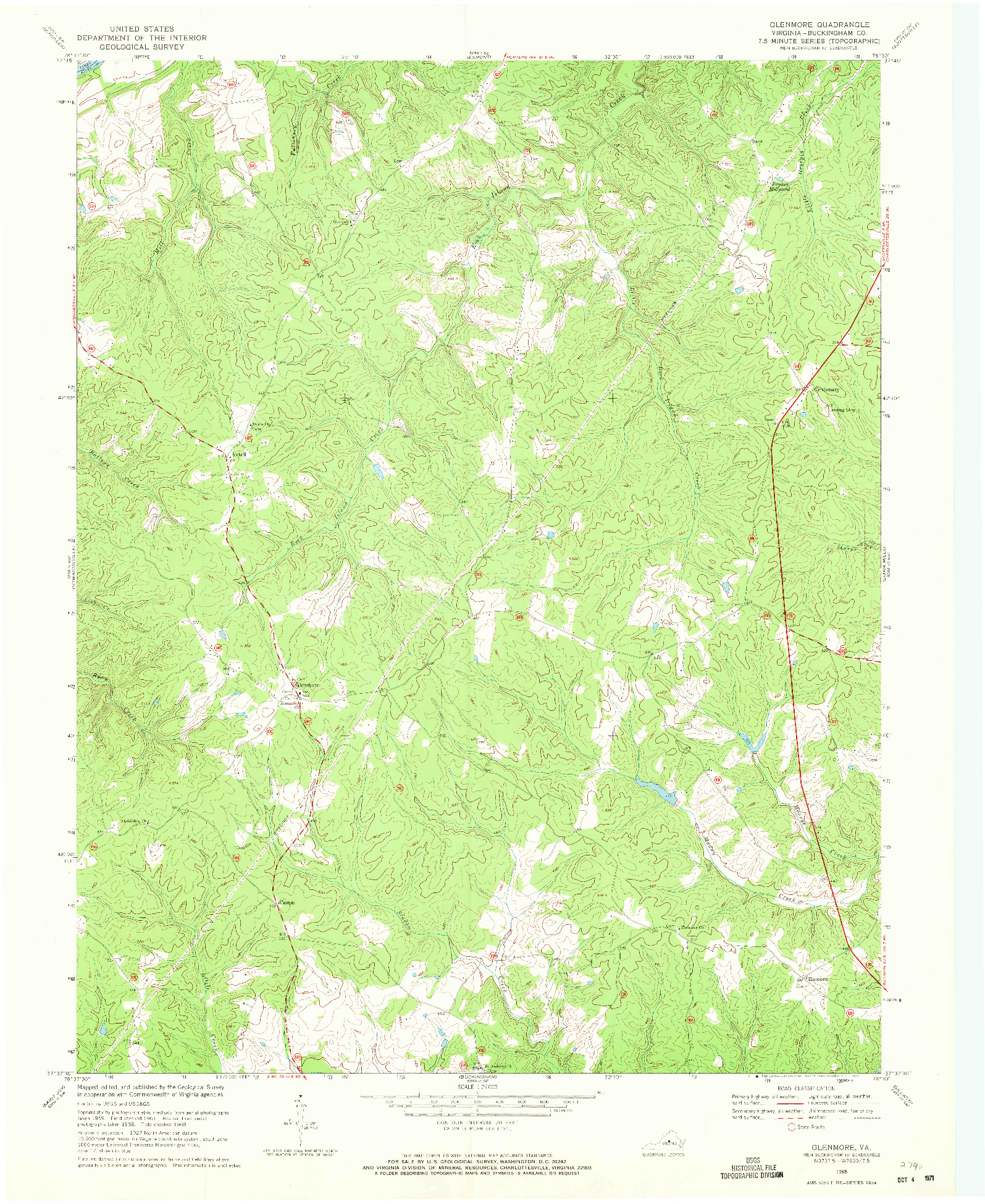 USGS 1:24000-SCALE QUADRANGLE FOR GLENMORE, VA 1968