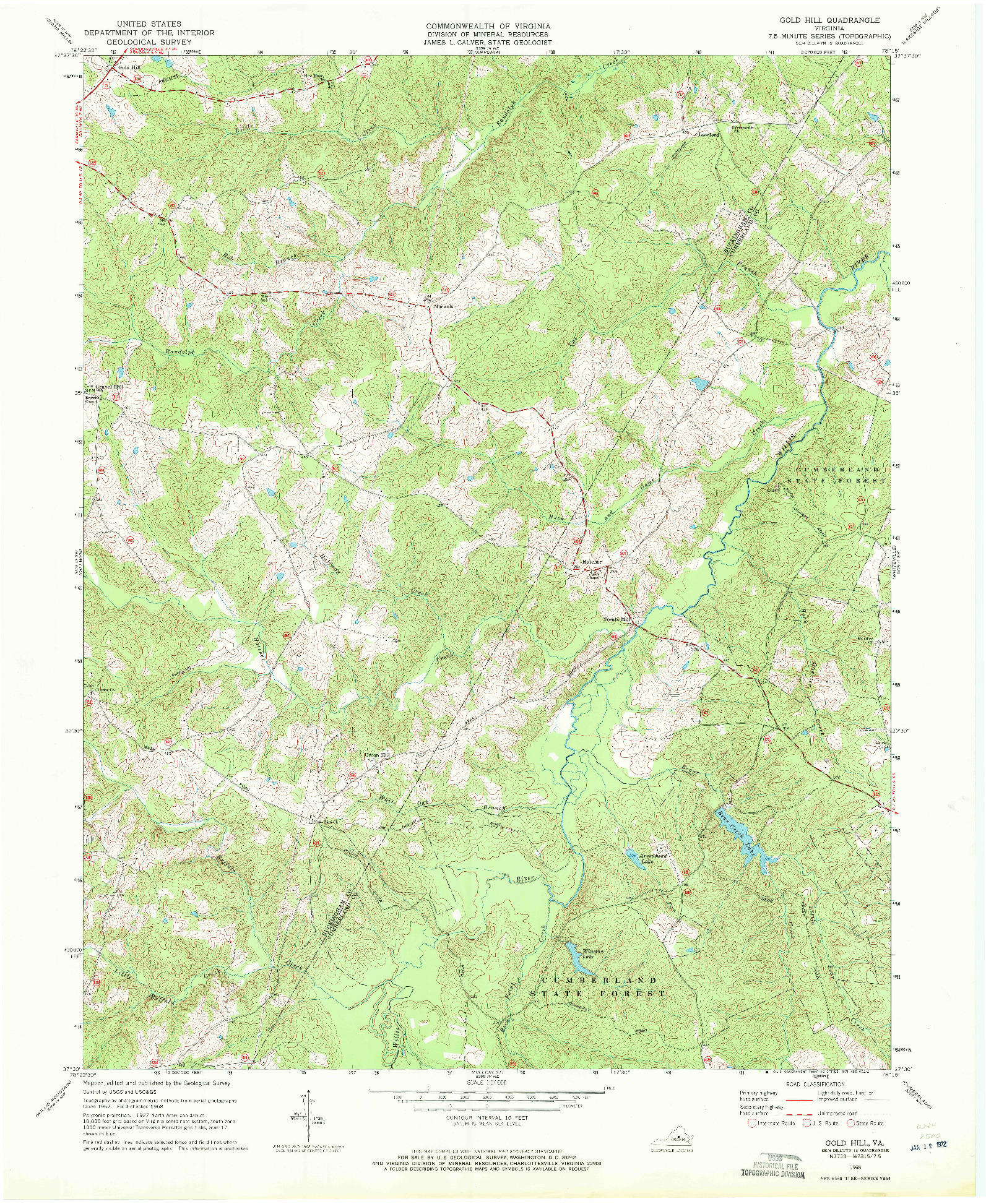 USGS 1:24000-SCALE QUADRANGLE FOR GOLD HILL, VA 1968