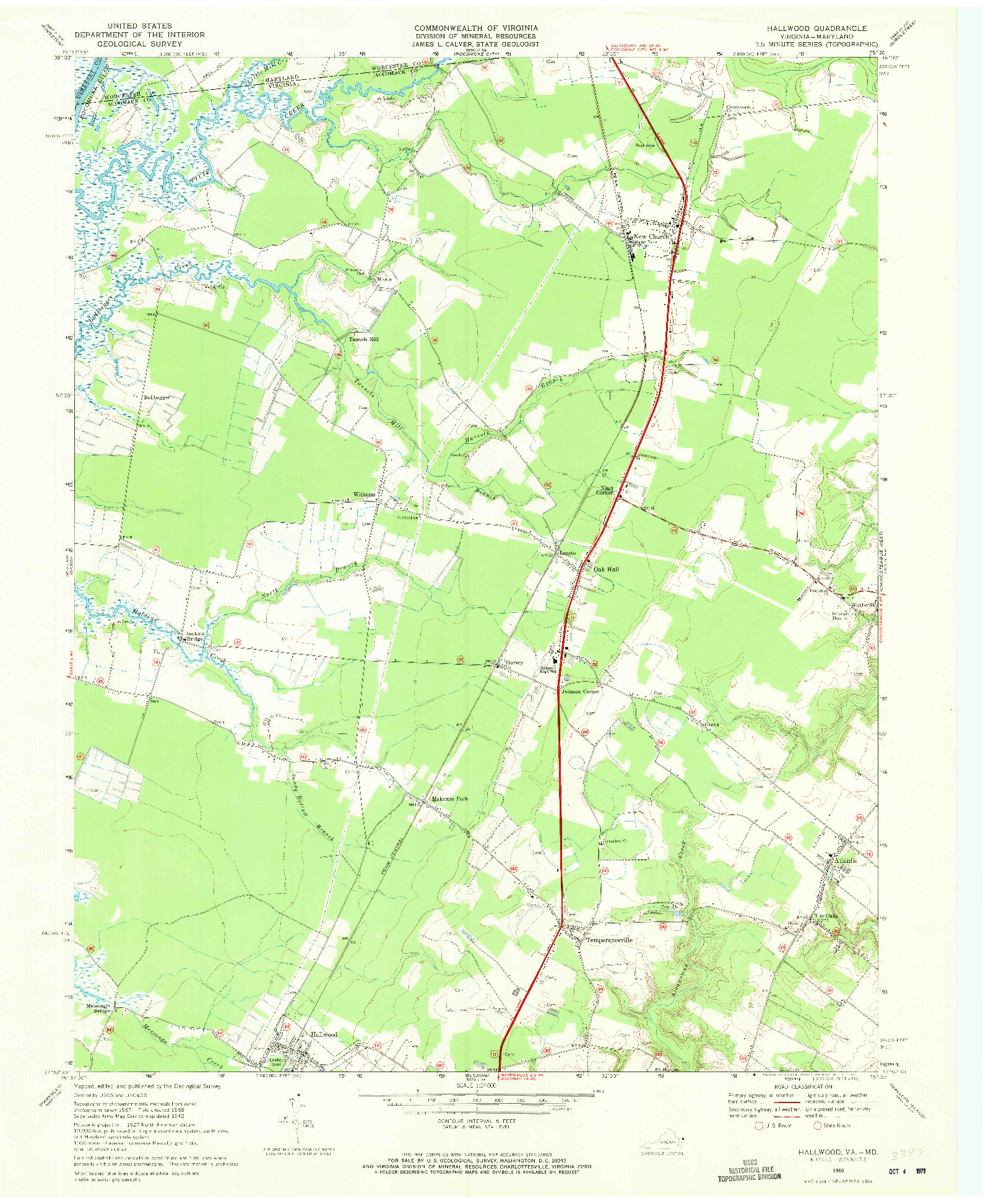 USGS 1:24000-SCALE QUADRANGLE FOR HALLWOOD, VA 1968