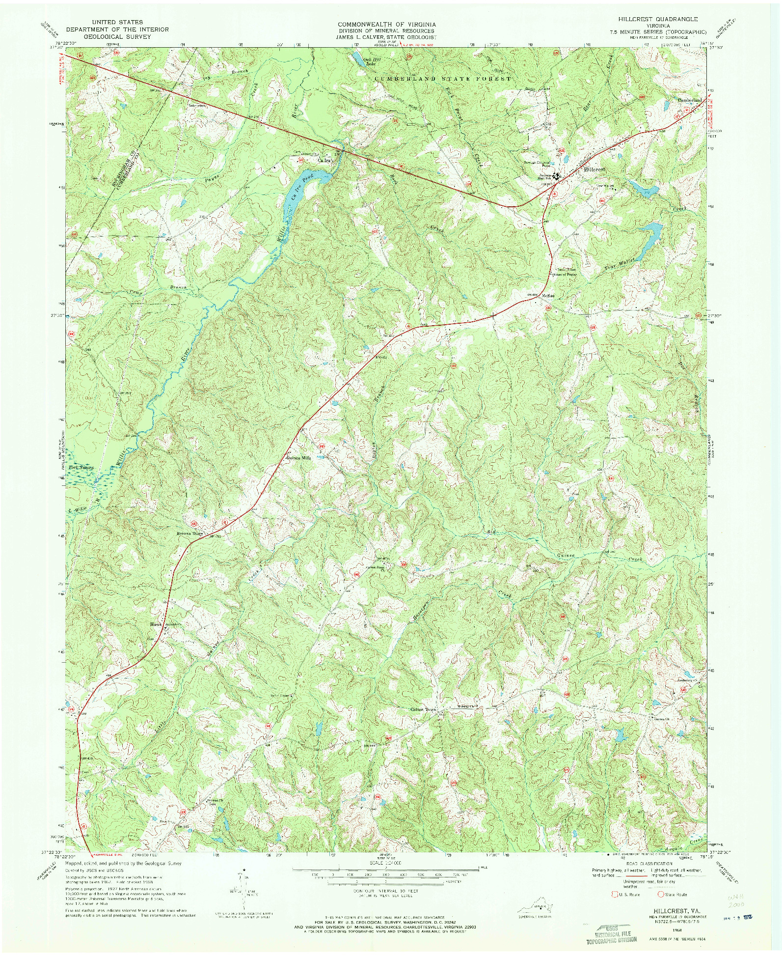 USGS 1:24000-SCALE QUADRANGLE FOR HILLCREST, VA 1968