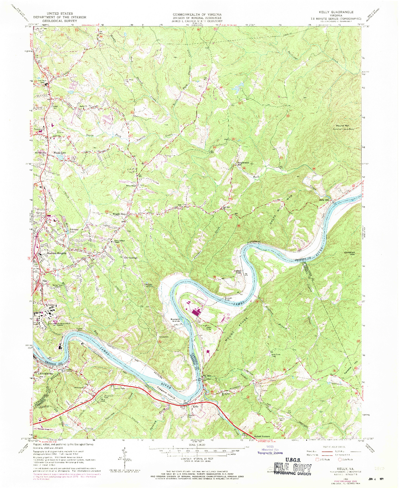 USGS 1:24000-SCALE QUADRANGLE FOR KELLY, VA 1963