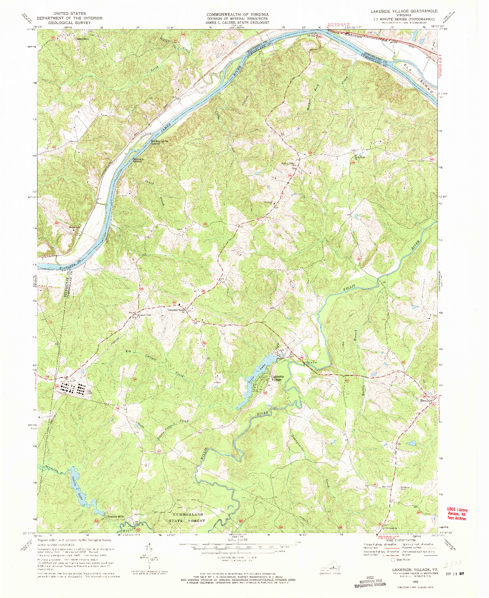 USGS 1:24000-SCALE QUADRANGLE FOR LAKESIDE VILLAGE, VA 1969