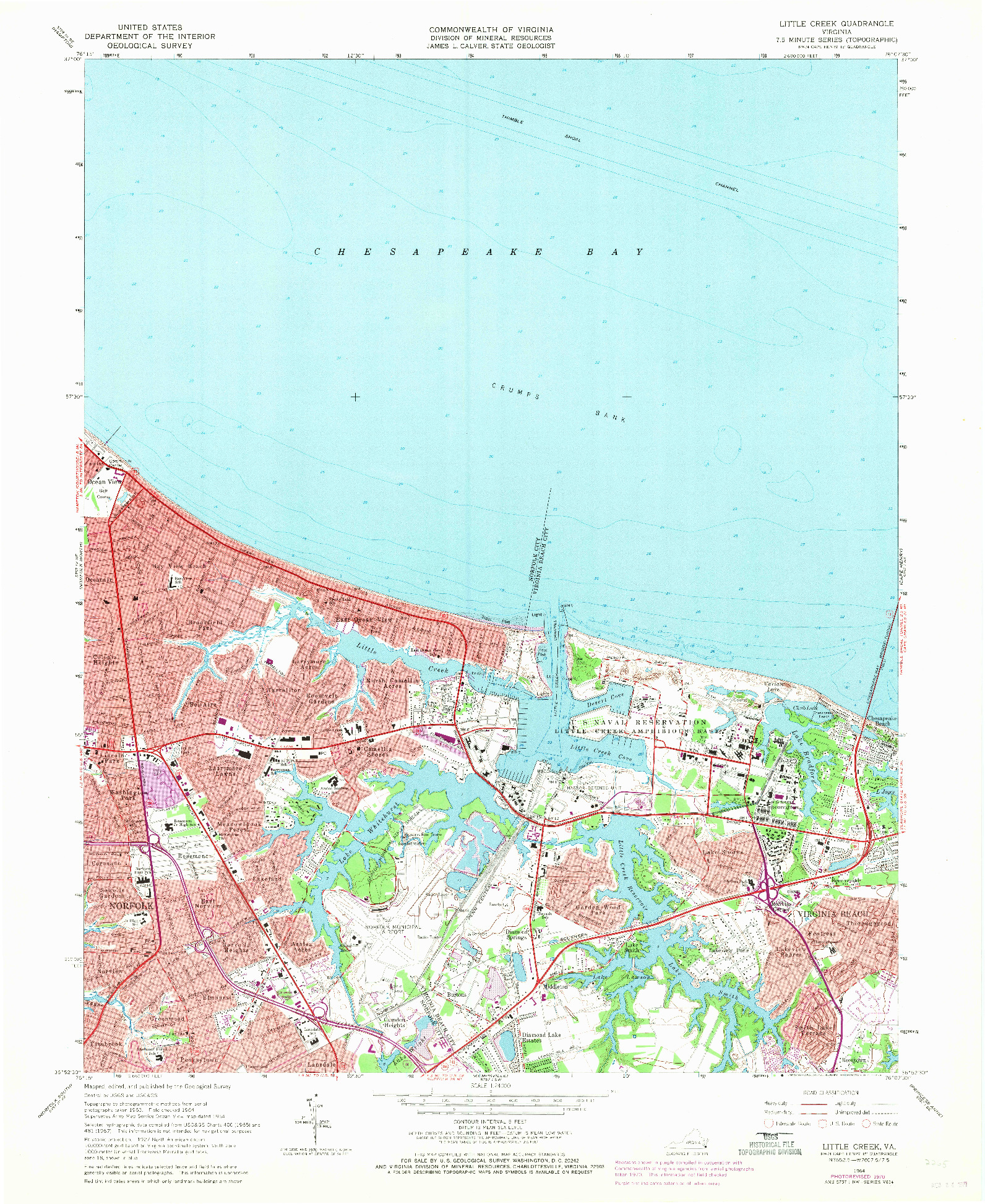 USGS 1:24000-SCALE QUADRANGLE FOR LITTLE CREEK, VA 1964