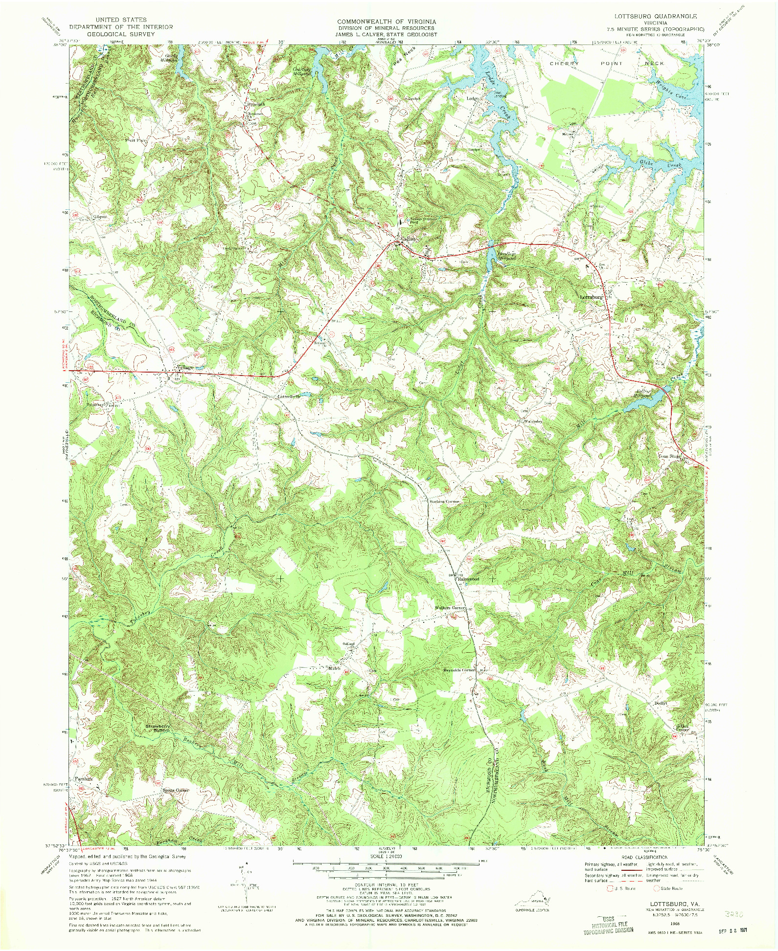 USGS 1:24000-SCALE QUADRANGLE FOR LOTTSBURG, VA 1968