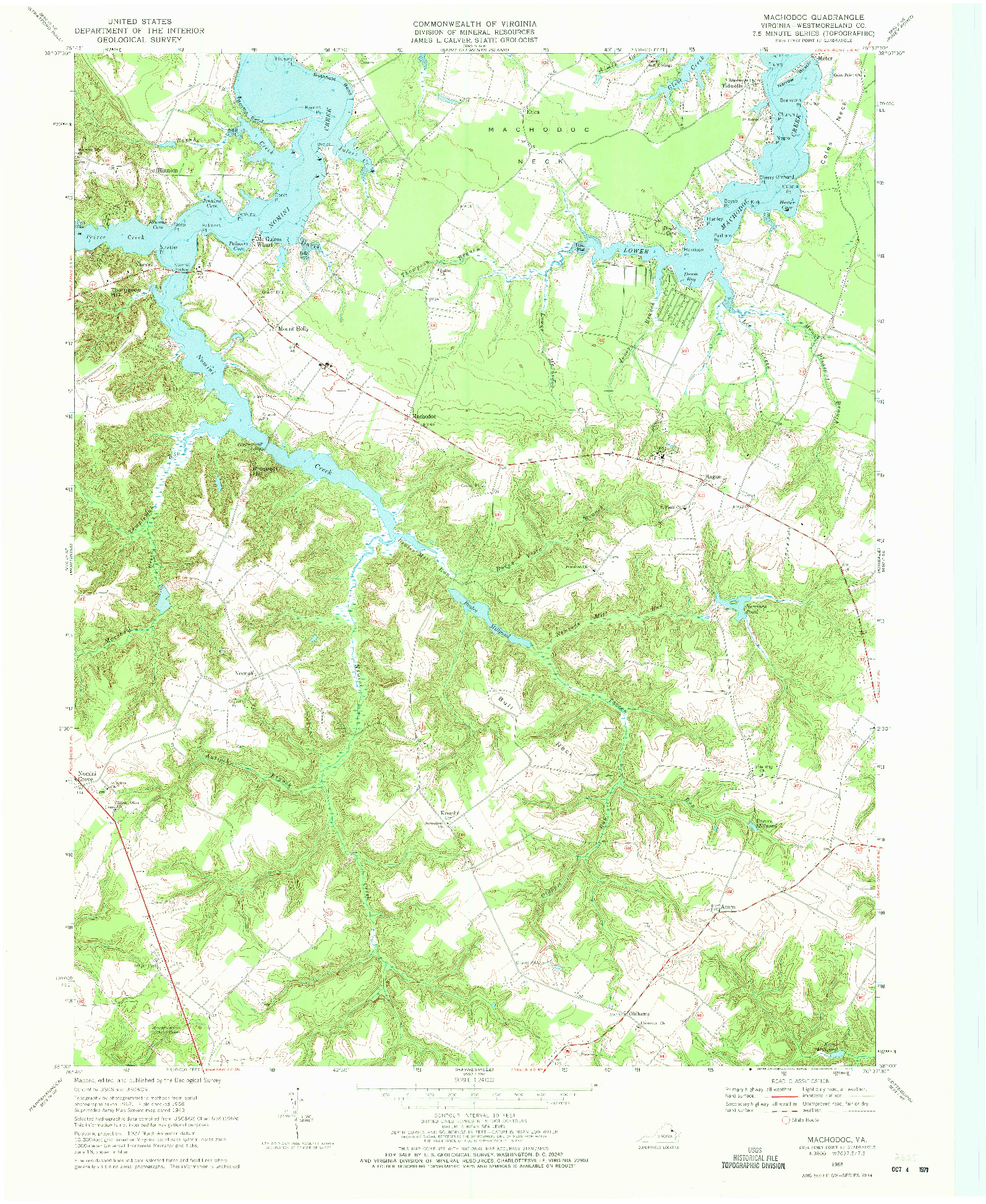 USGS 1:24000-SCALE QUADRANGLE FOR MACHODOC, VA 1968