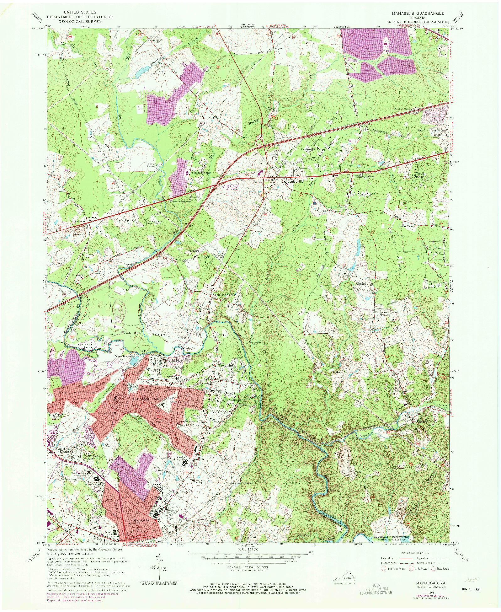 USGS 1:24000-SCALE QUADRANGLE FOR MANASSAS, VA 1966