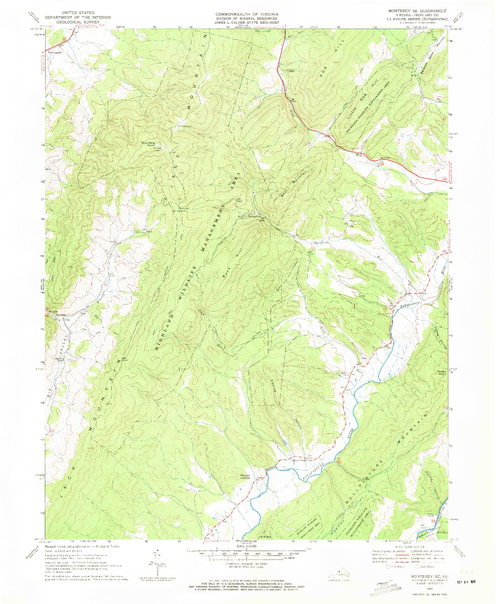 USGS 1:24000-SCALE QUADRANGLE FOR MONTEREY SE, VA 1969
