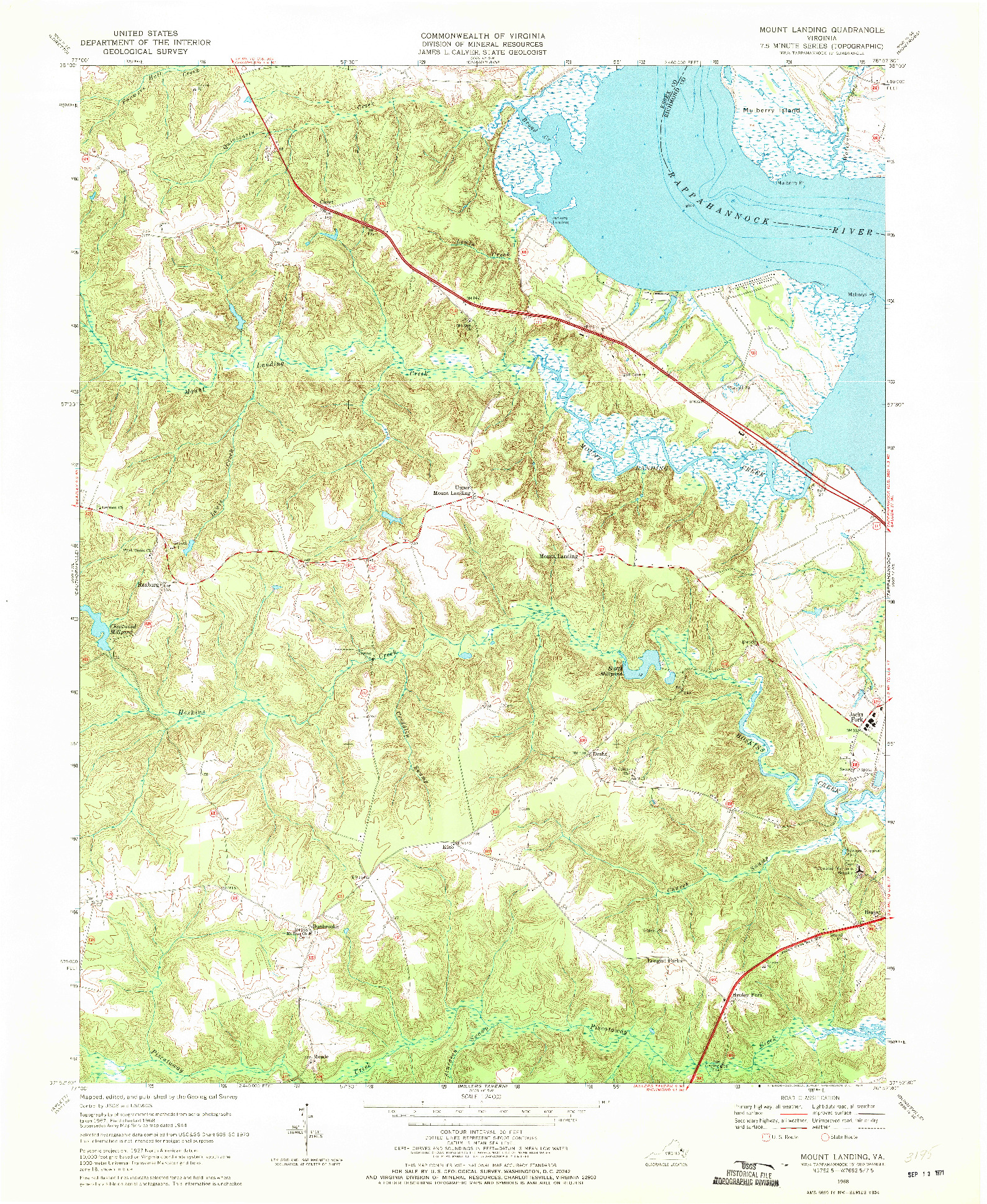 USGS 1:24000-SCALE QUADRANGLE FOR MOUNT LANDING, VA 1968