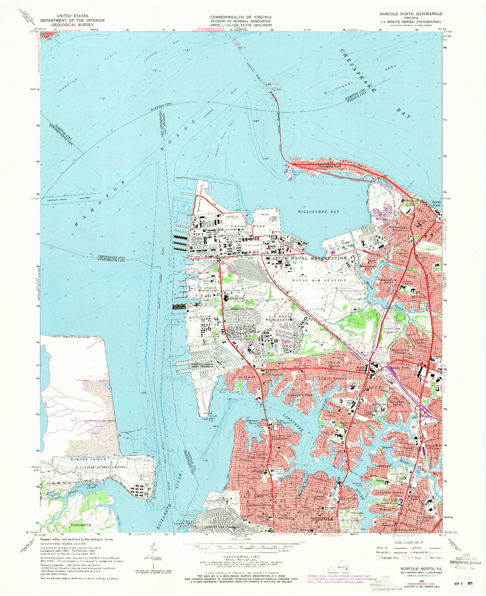 USGS 1:24000-SCALE QUADRANGLE FOR NORFOLK NORTH, VA 1965