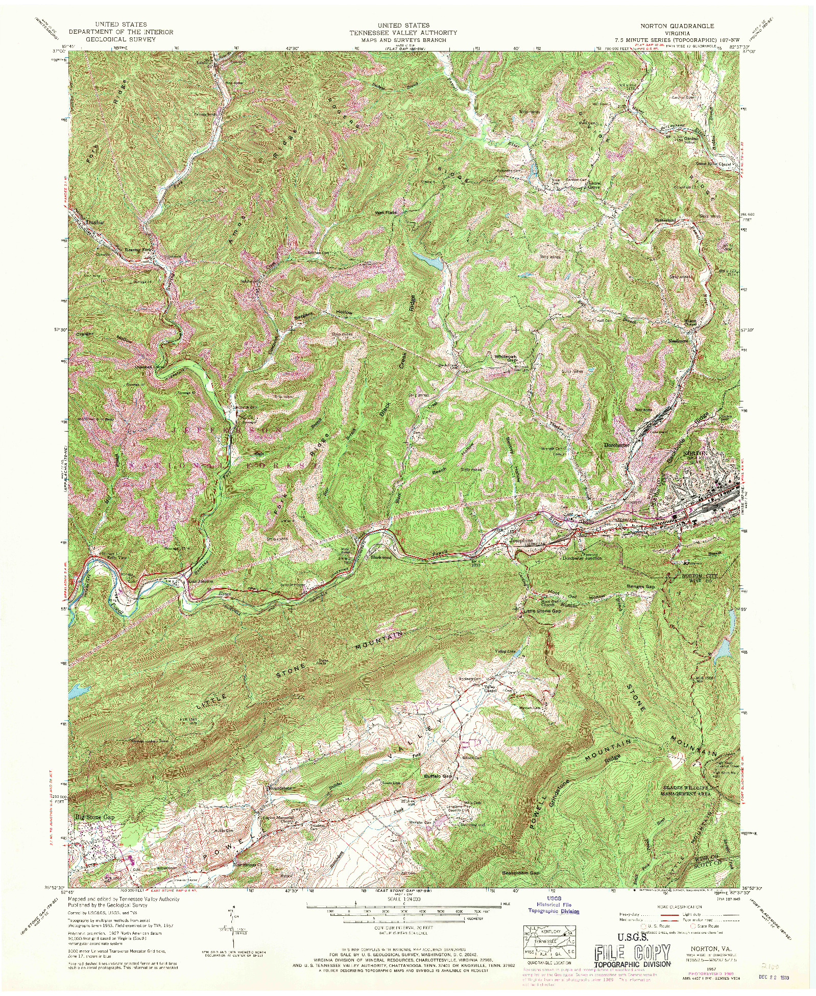 USGS 1:24000-SCALE QUADRANGLE FOR NORTON, VA 1957