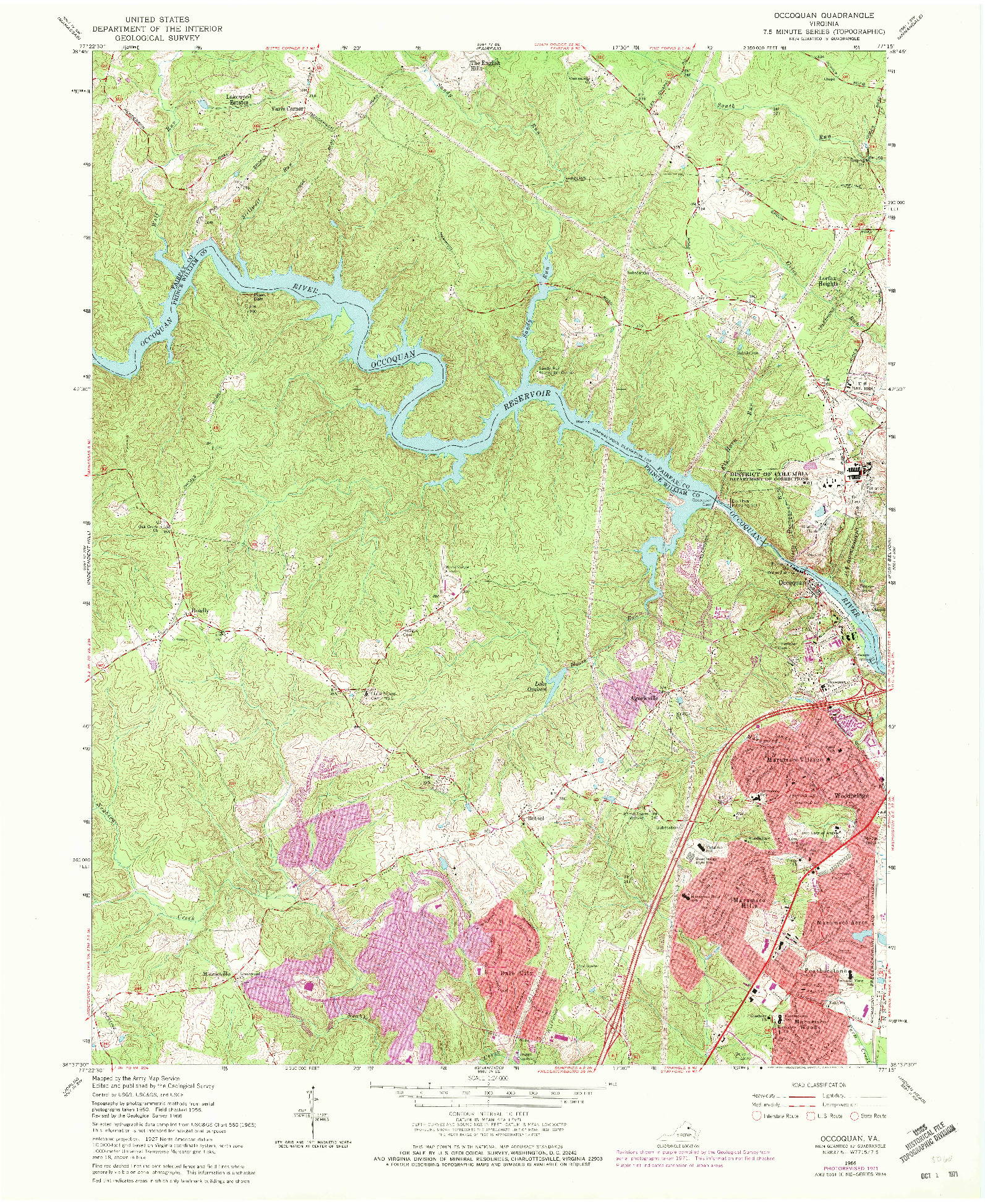 USGS 1:24000-SCALE QUADRANGLE FOR OCCOQUAN, VA 1966