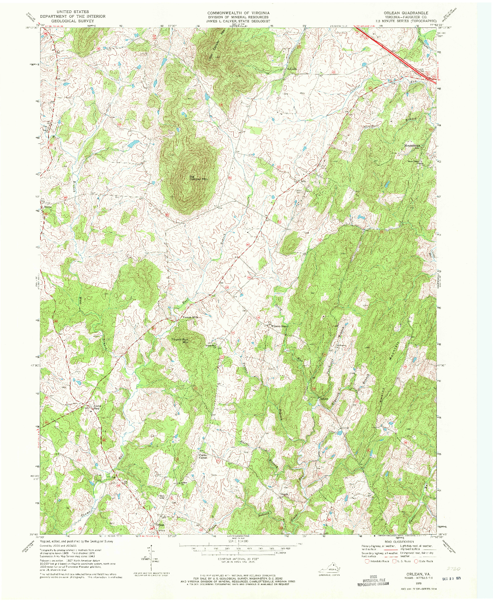 USGS 1:24000-SCALE QUADRANGLE FOR ORLEAN, VA 1970