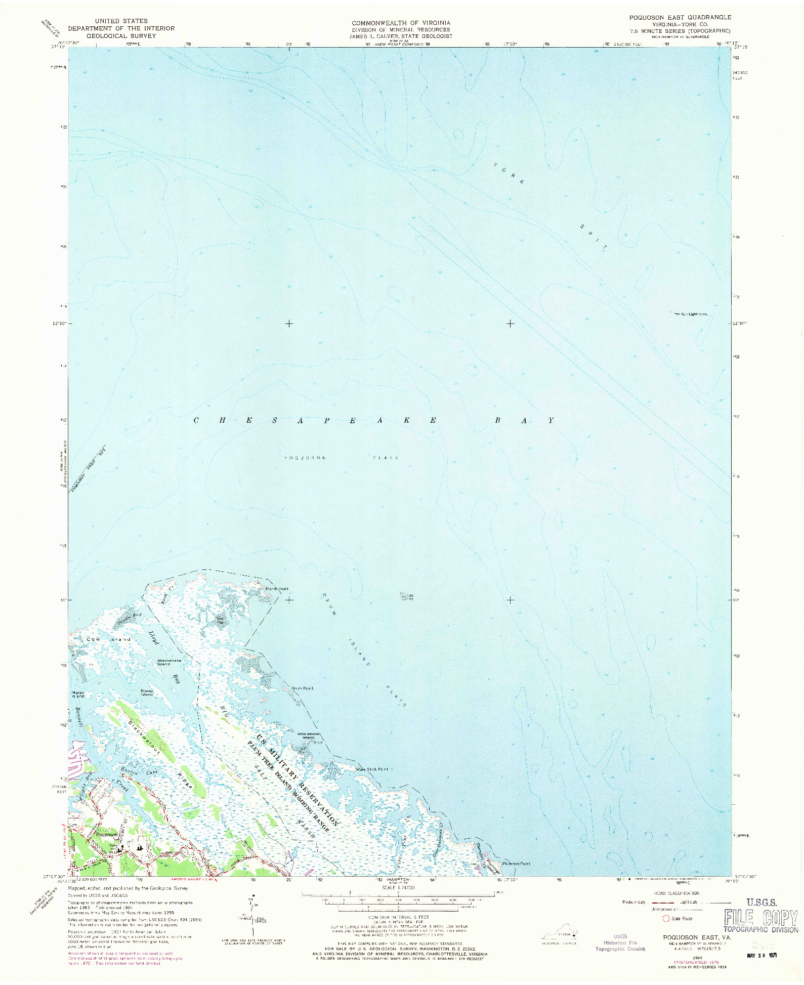 USGS 1:24000-SCALE QUADRANGLE FOR POQUOSON EAST, VA 1964