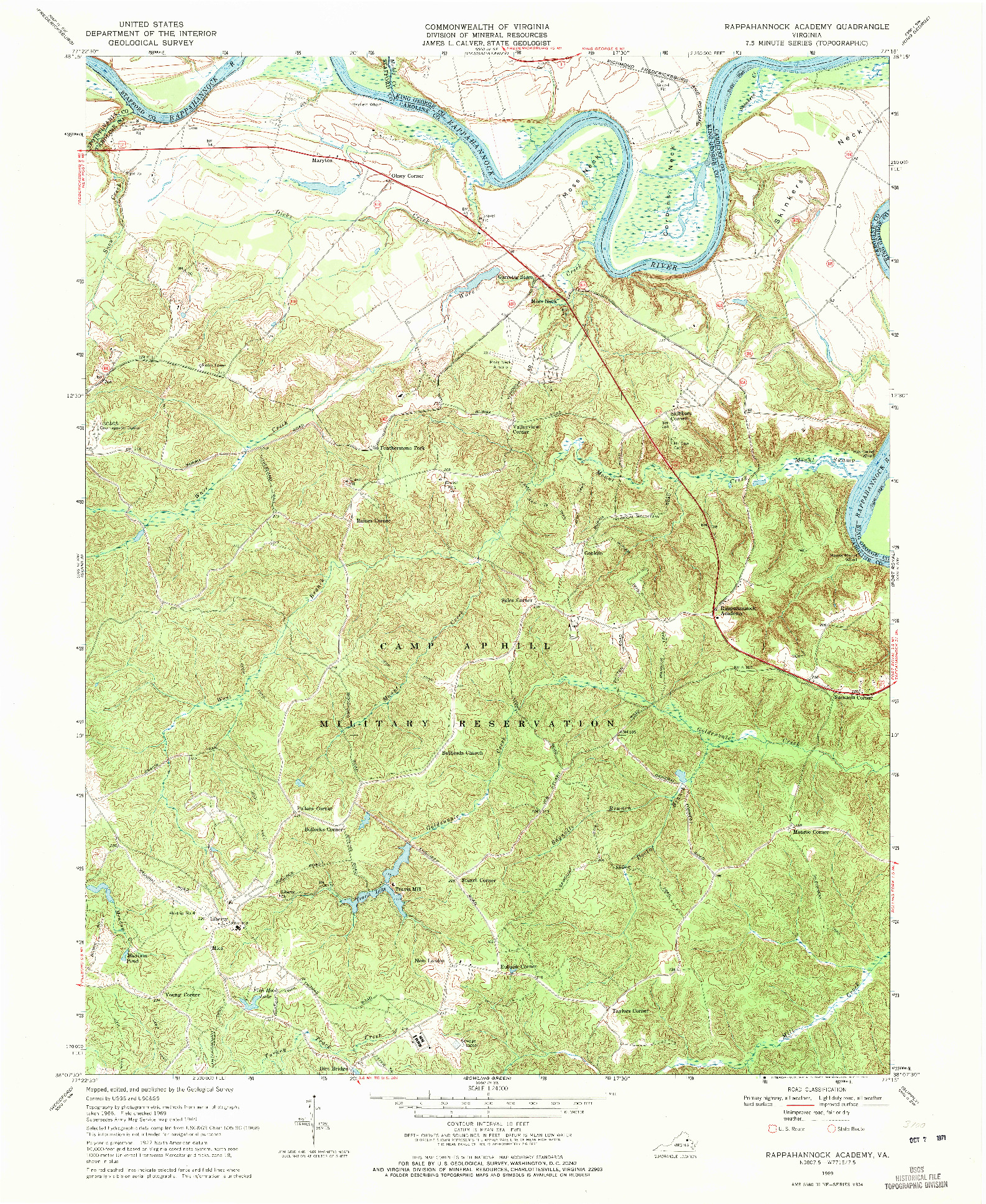 USGS 1:24000-SCALE QUADRANGLE FOR RAPPAHANNOCK ACADEMY, VA 1969