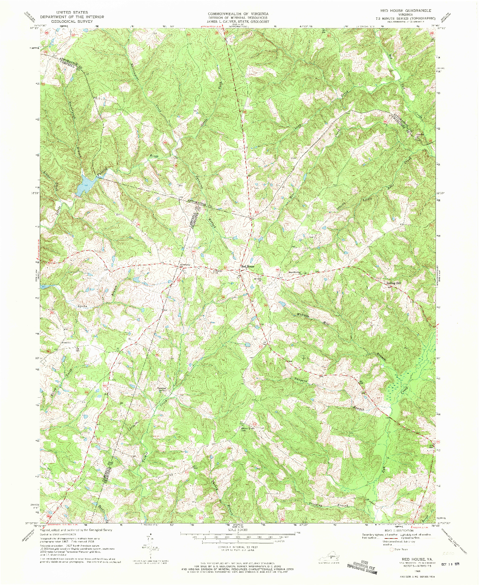 USGS 1:24000-SCALE QUADRANGLE FOR RED HOUSE, VA 1968