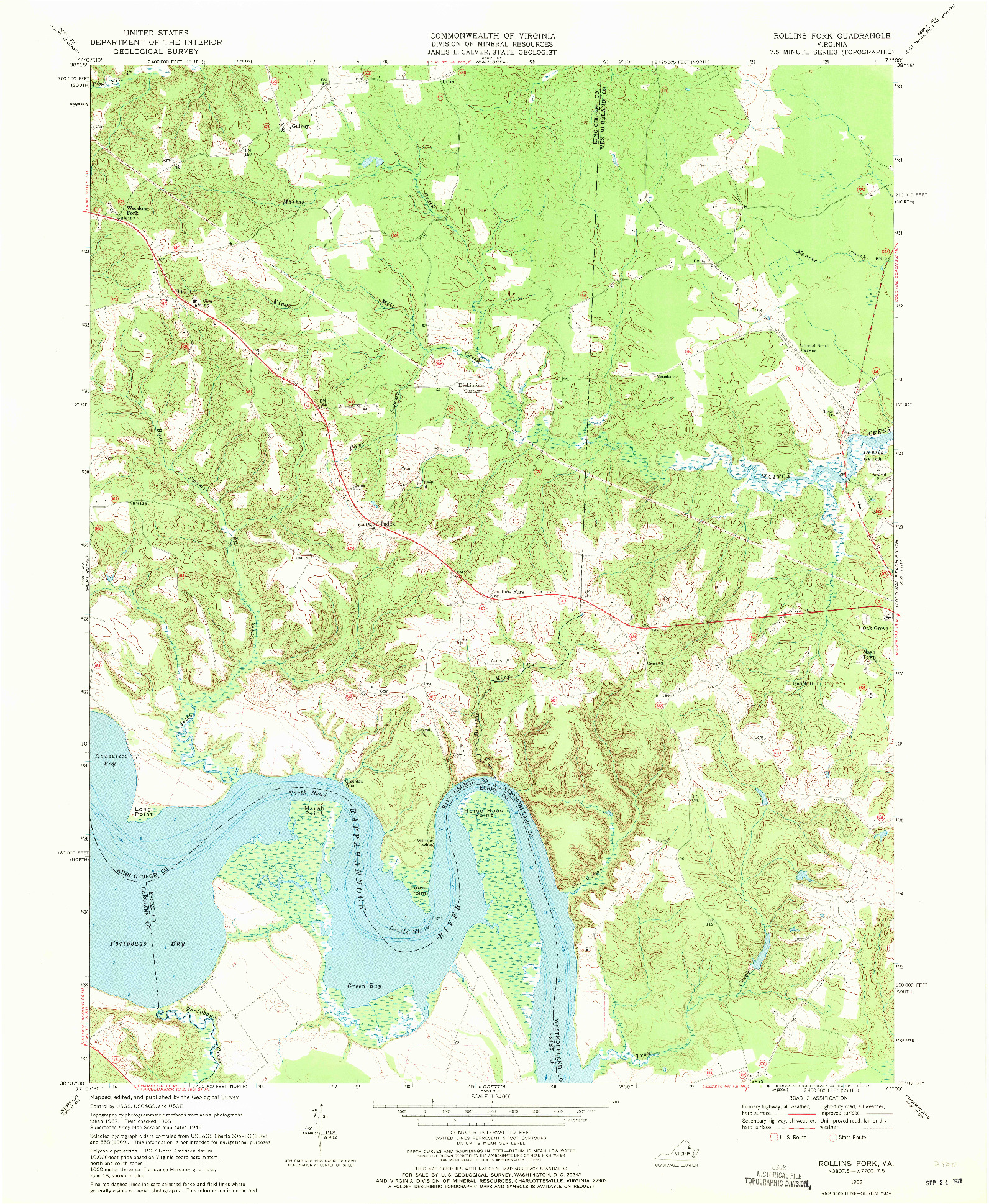 USGS 1:24000-SCALE QUADRANGLE FOR ROLLINS FORK, VA 1968