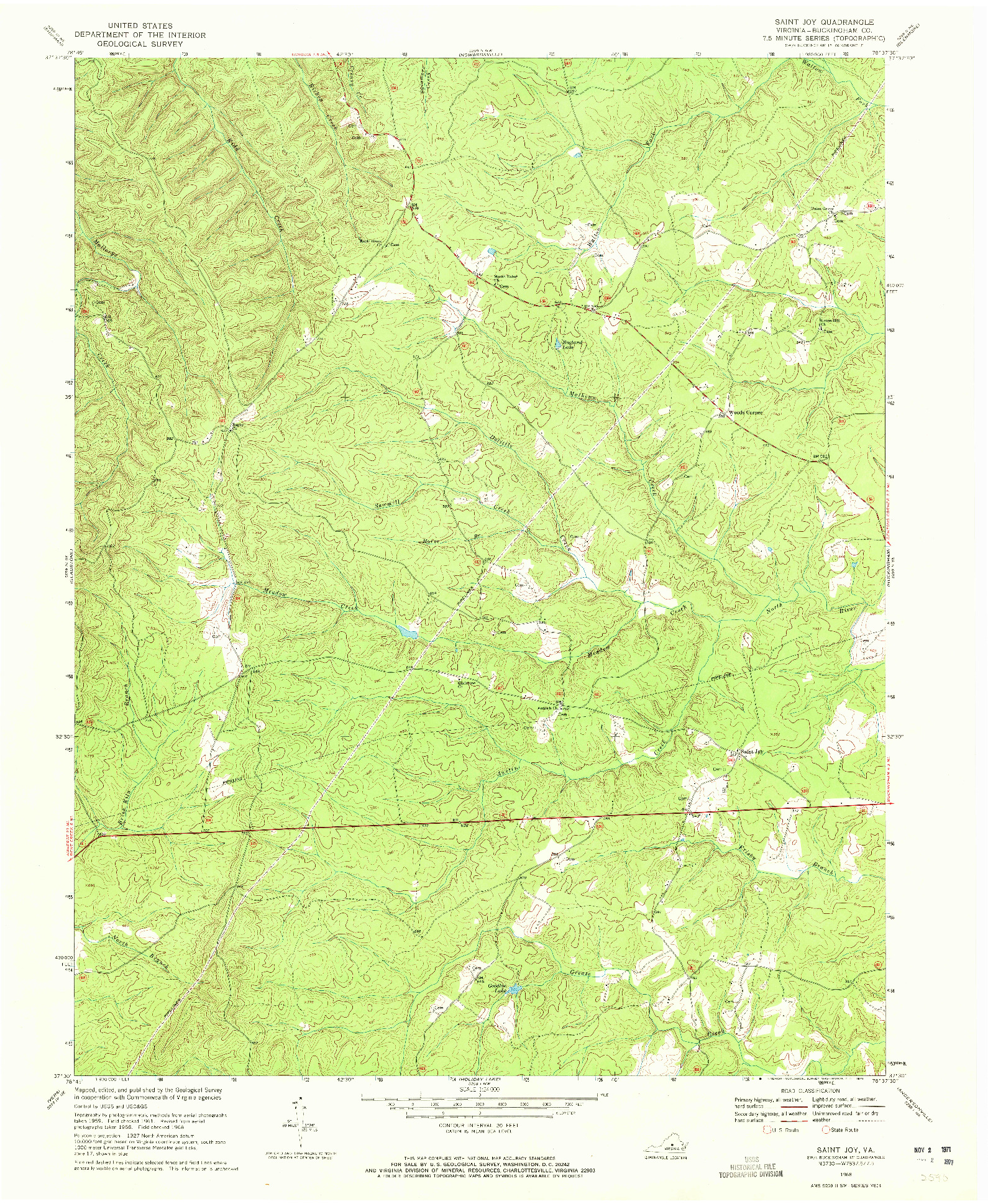 USGS 1:24000-SCALE QUADRANGLE FOR SAINT JOY, VA 1968