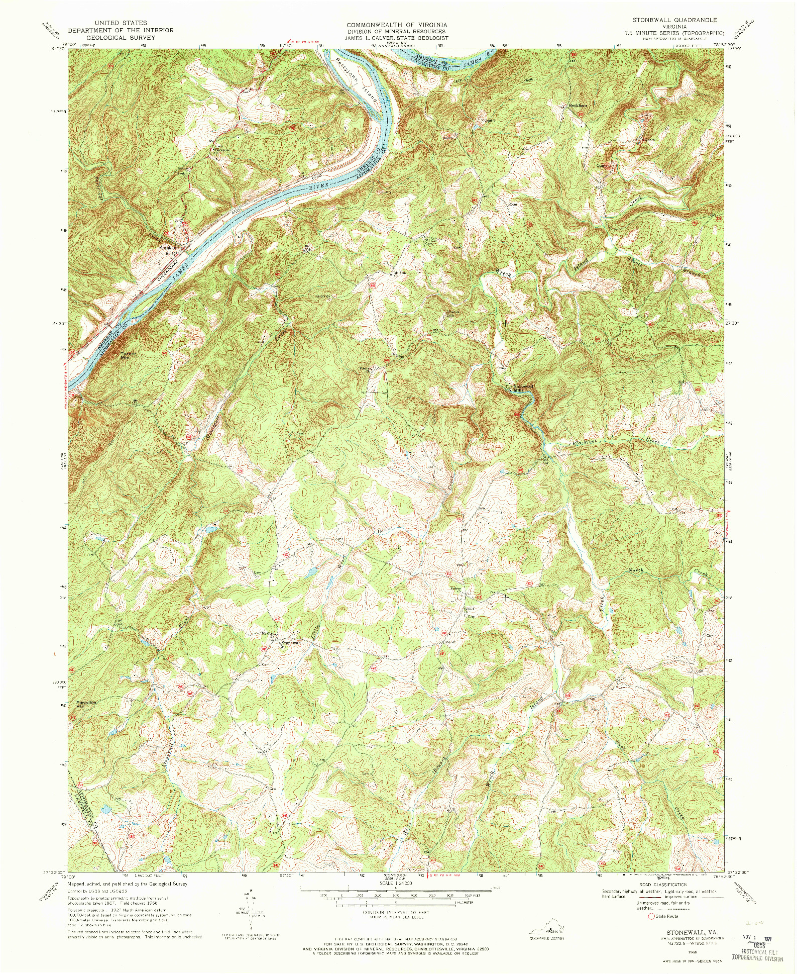 USGS 1:24000-SCALE QUADRANGLE FOR STONEWALL, VA 1968